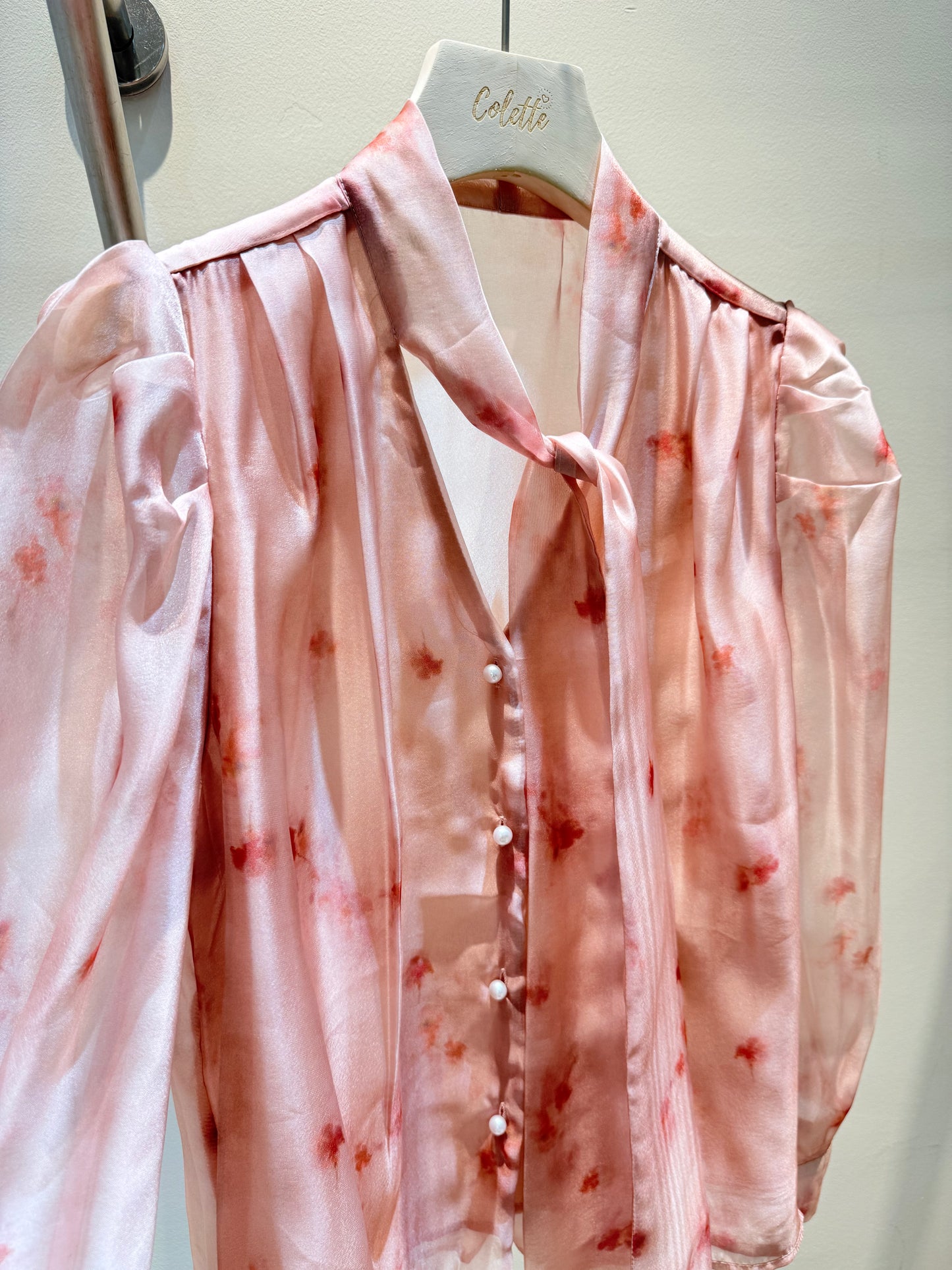 Pink floral blouse