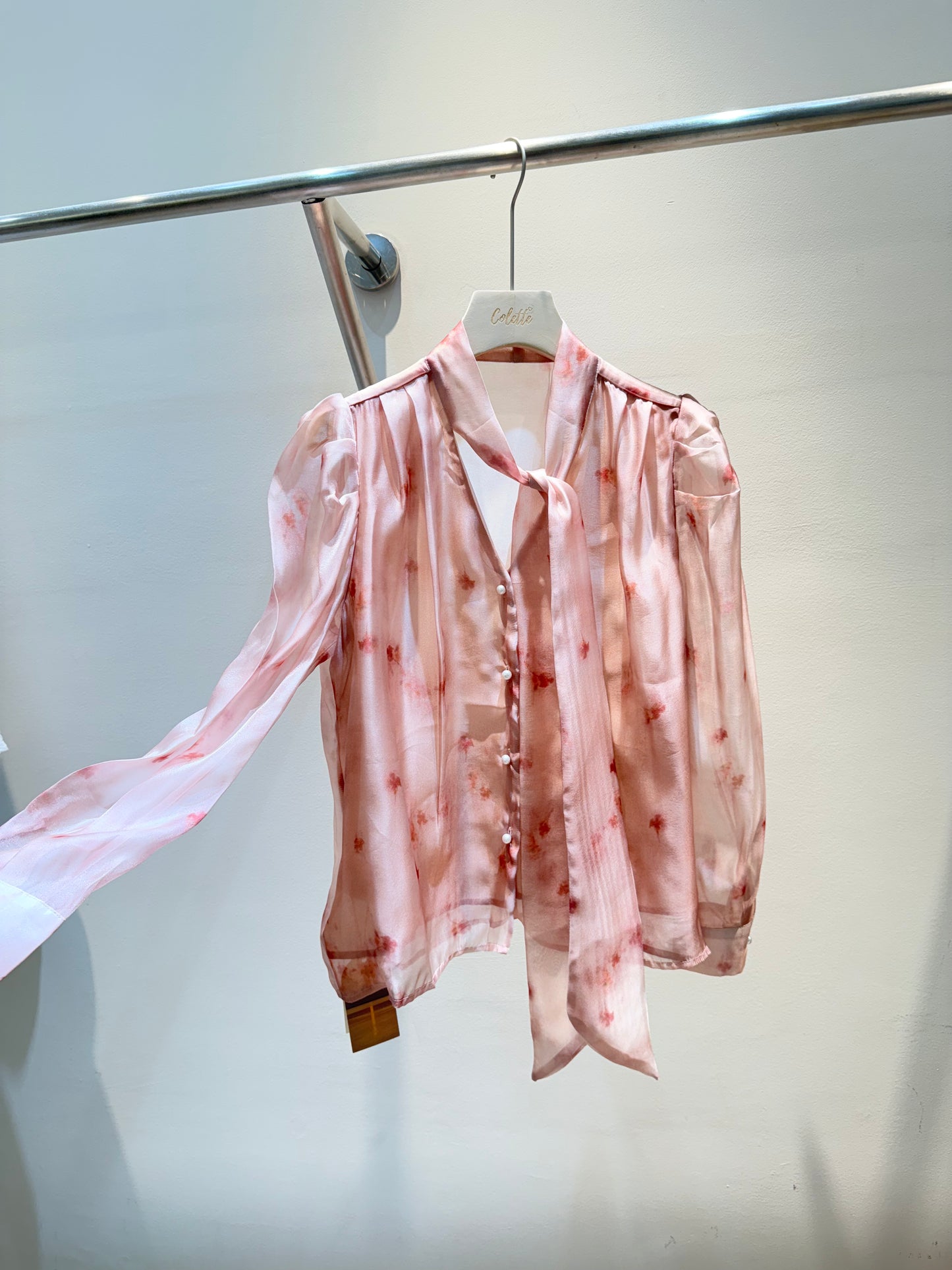 Pink floral blouse
