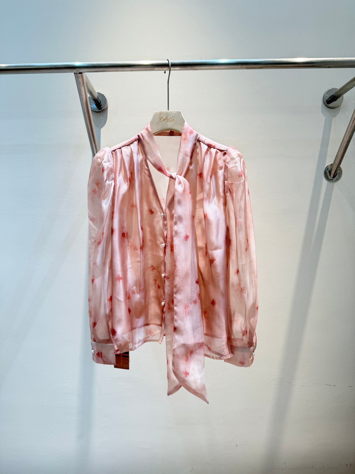 Pink floral blouse