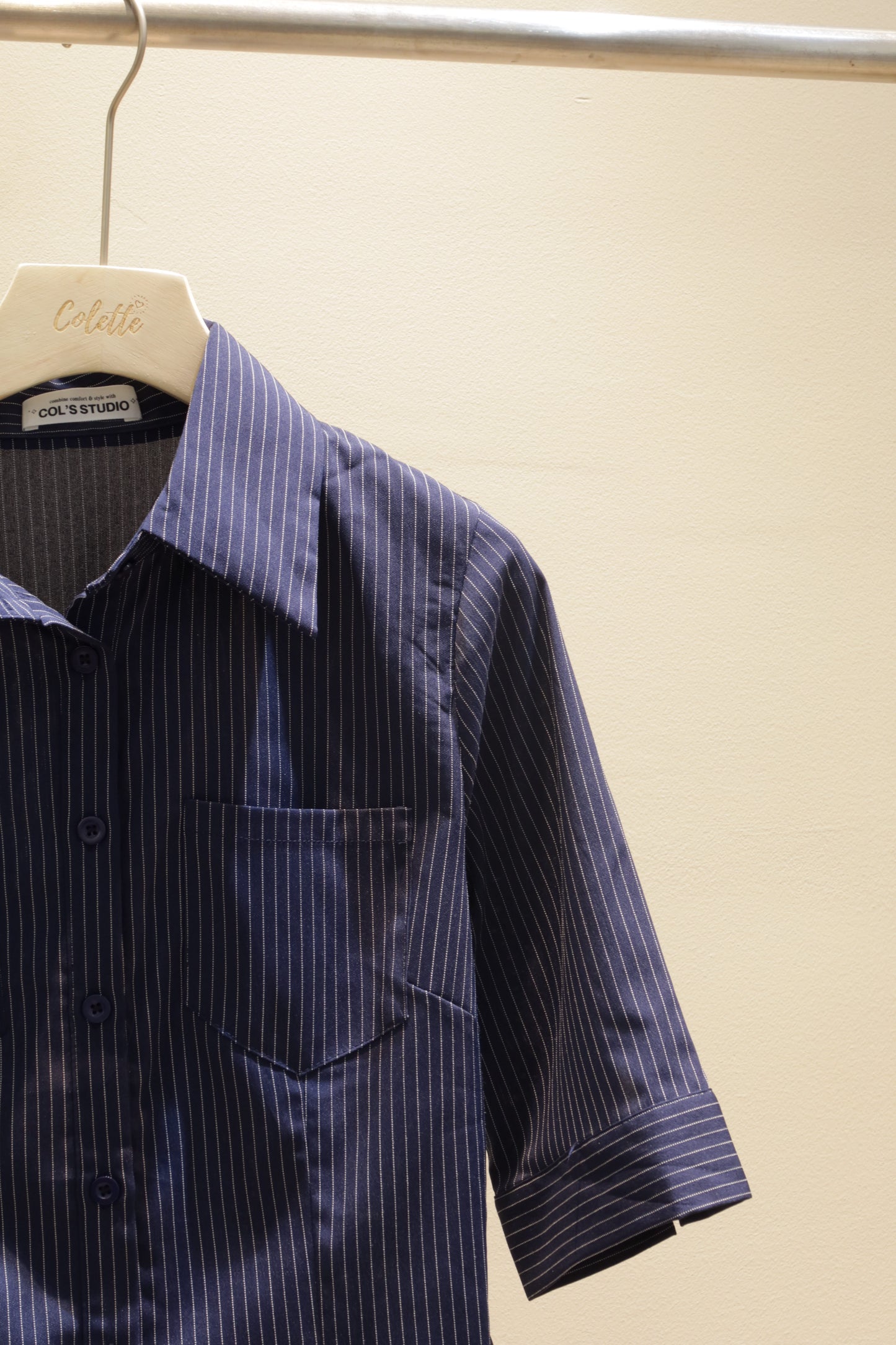 OS: BLUE STRIPED MID SLEEVE BLOUSE