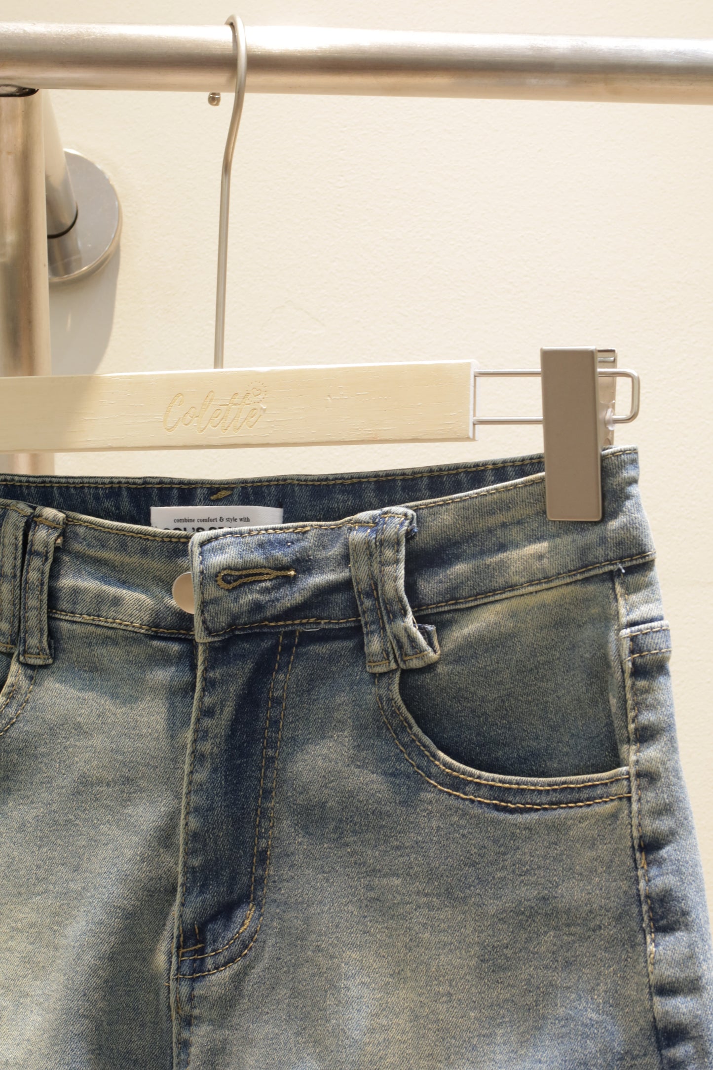 light washed denim shorts