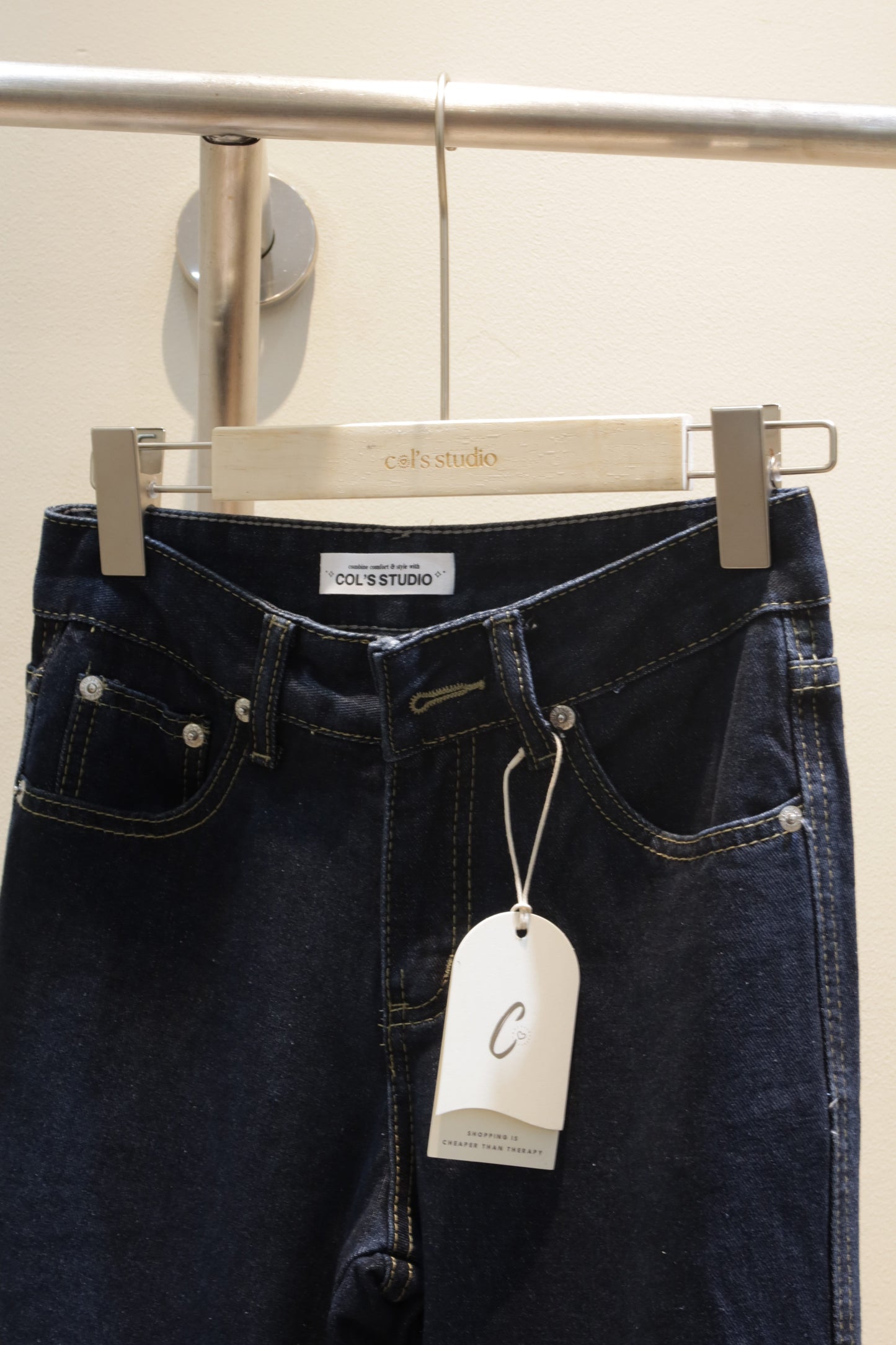 Dark blue flared jeans