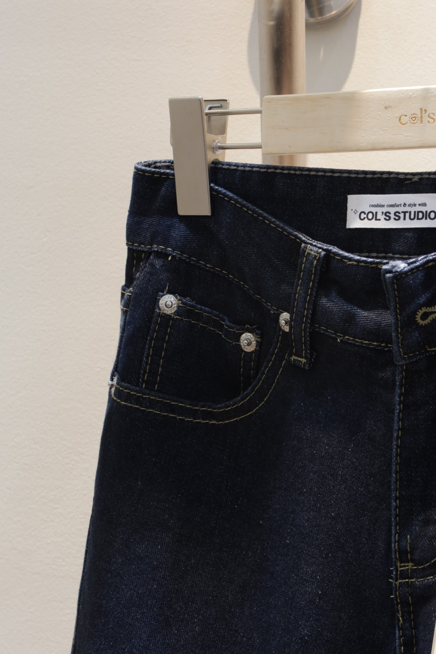 Dark blue flared jeans