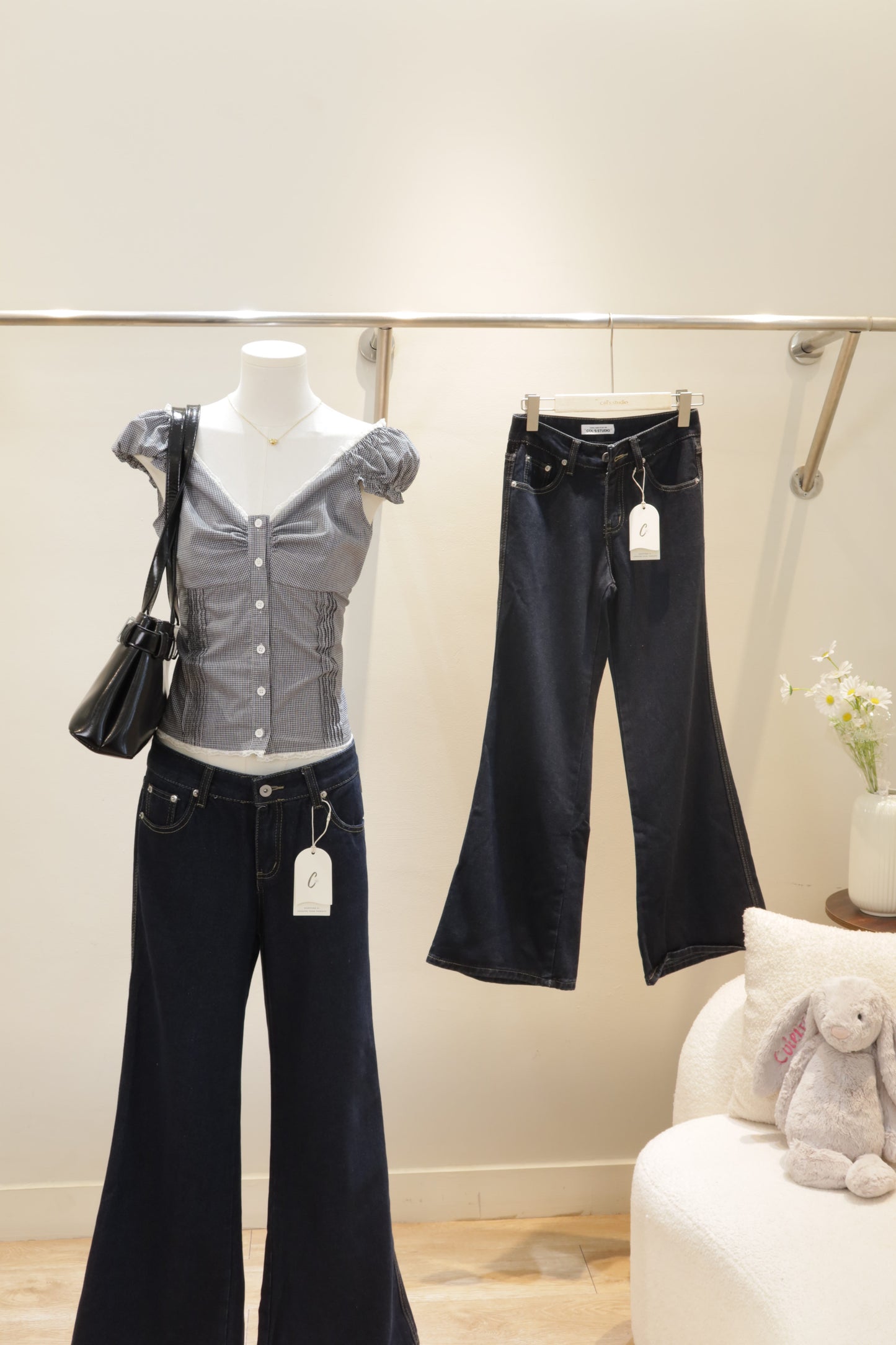 Dark blue flared jeans