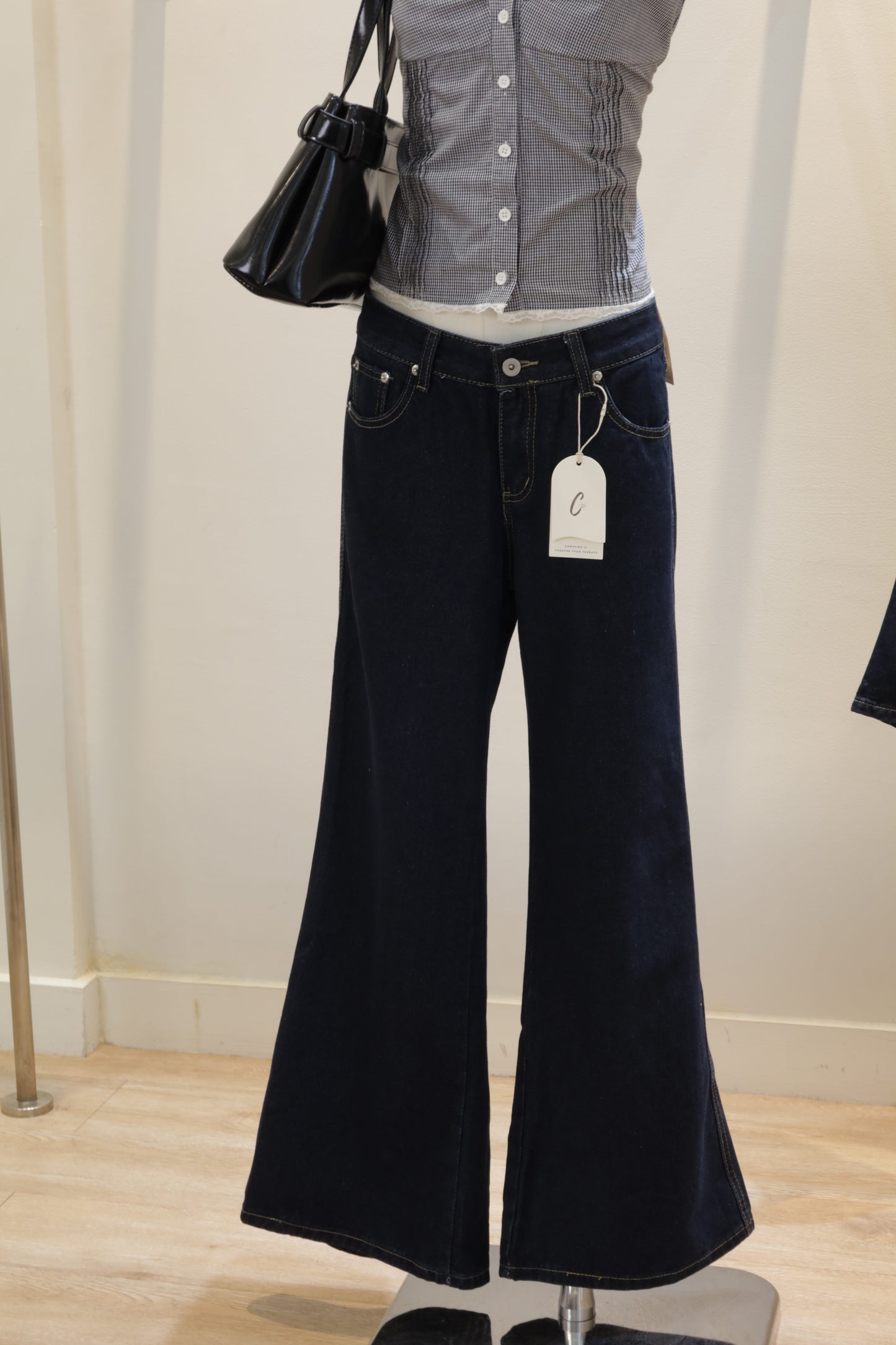 Dark blue flared jeans