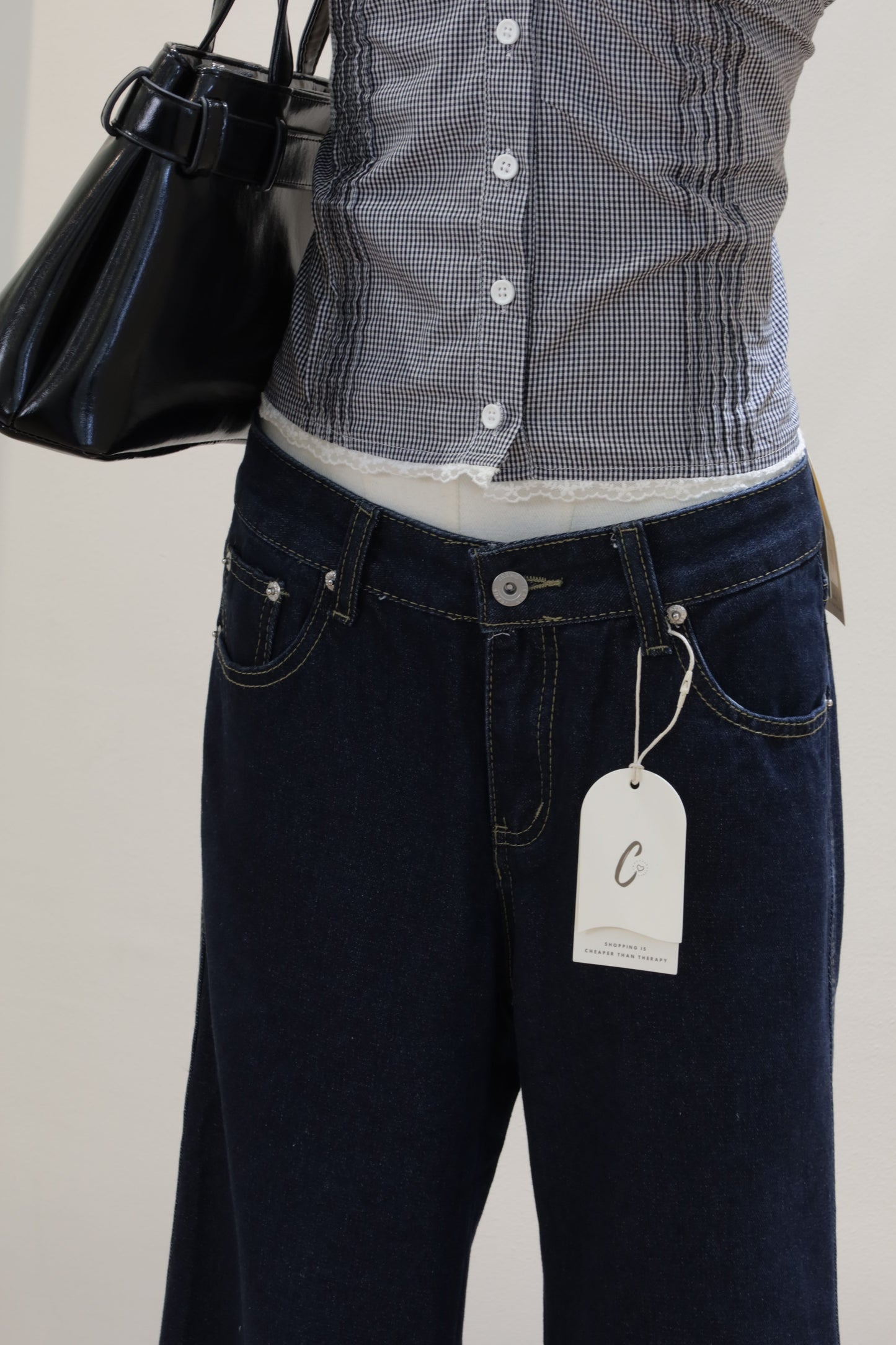 Dark blue flared jeans
