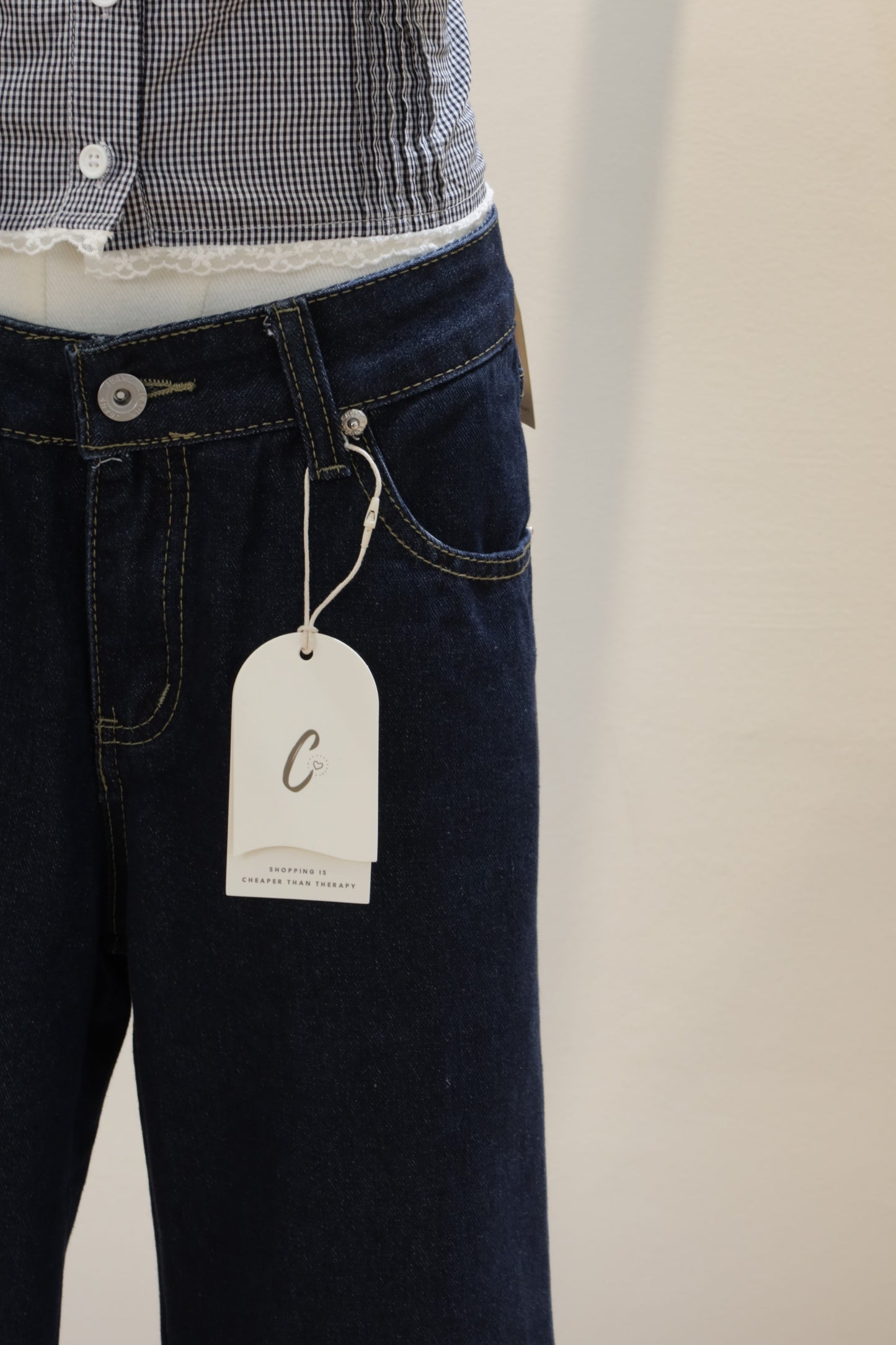 Dark blue flared jeans