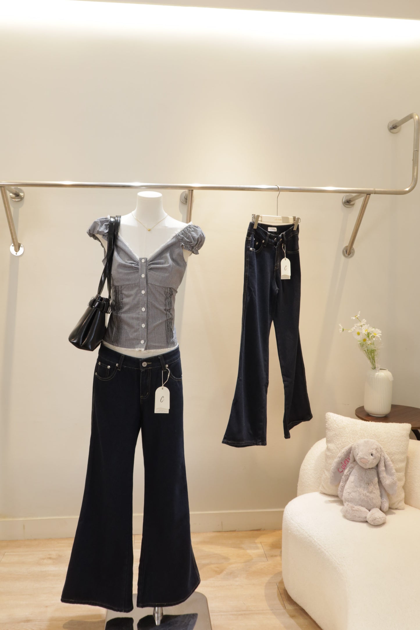 Dark blue flared jeans