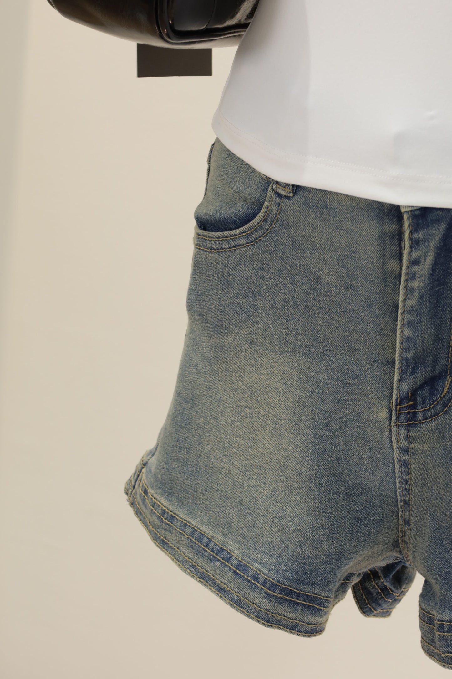 light washed denim shorts