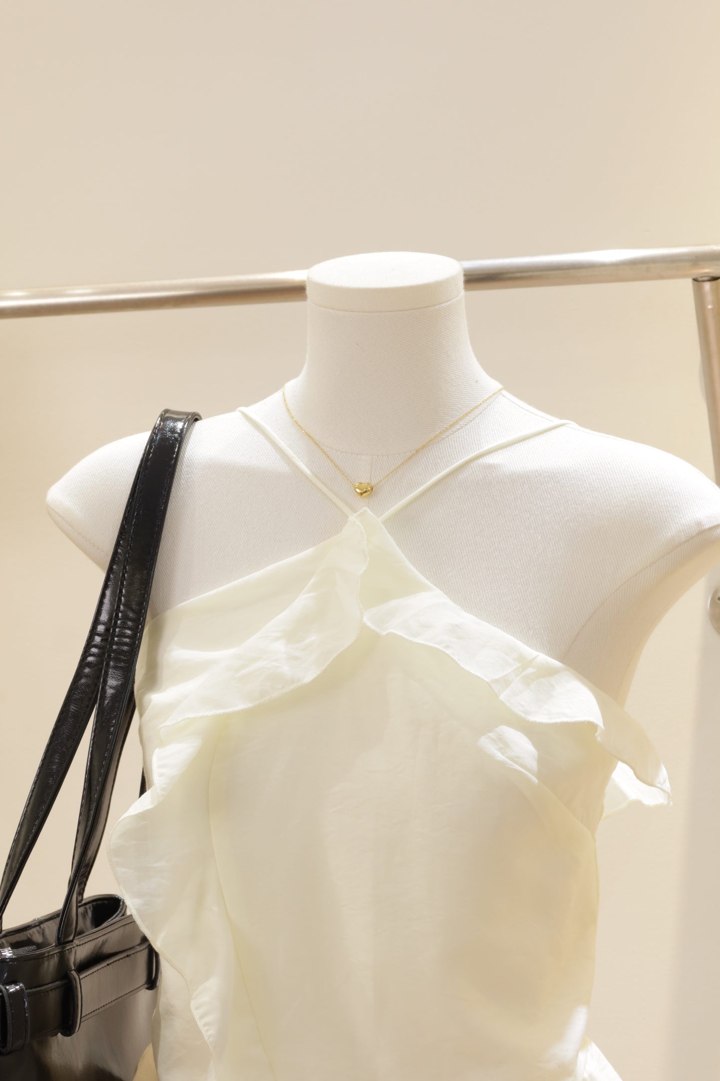 Cream flowy halter top