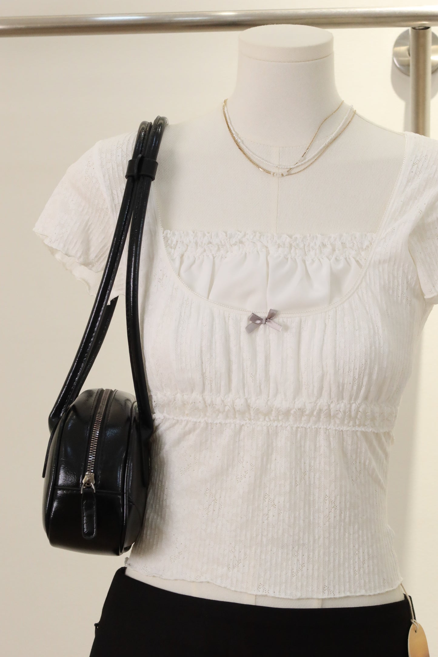 White layered short sleeve