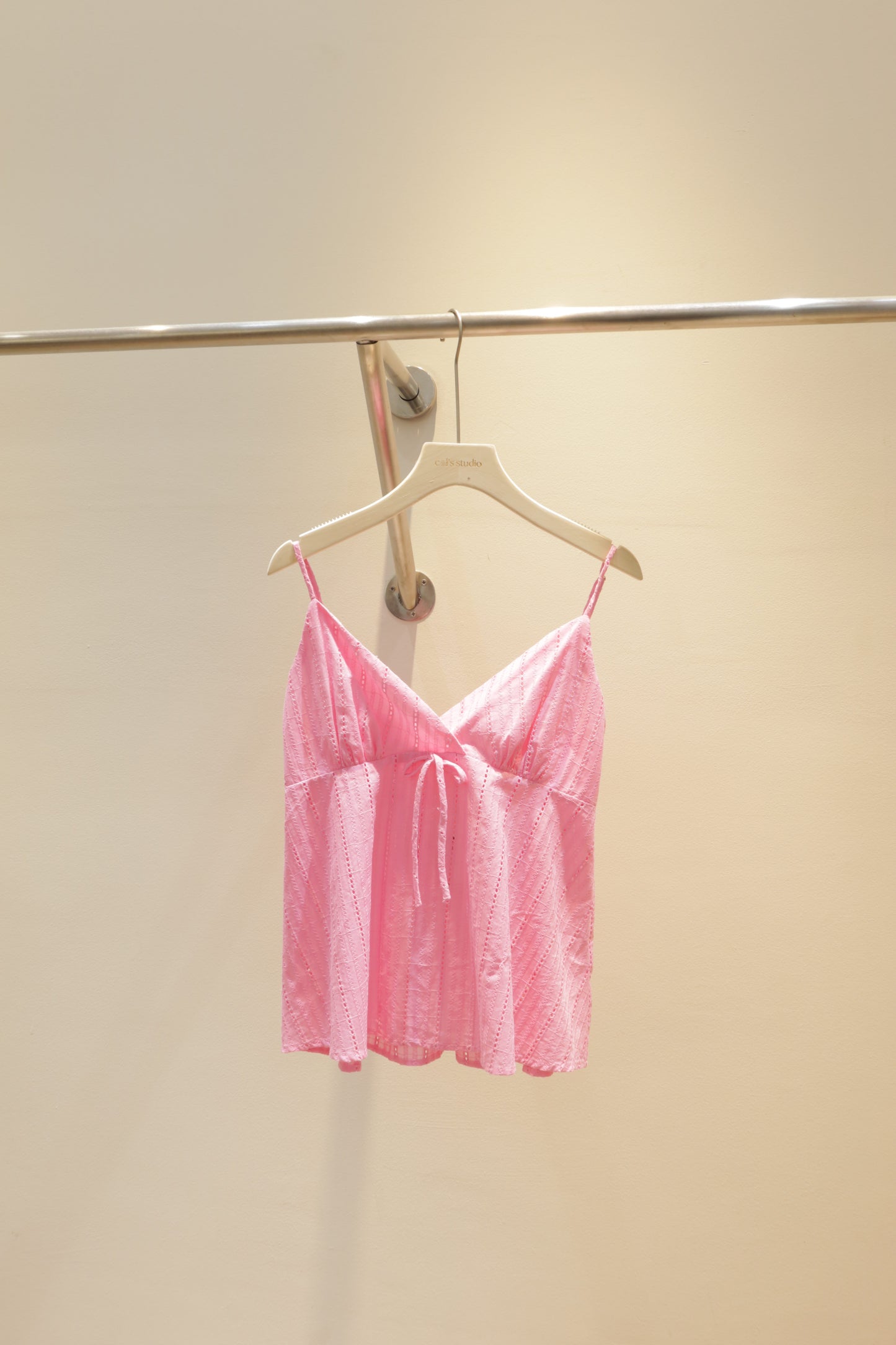 pink v cut flowy top