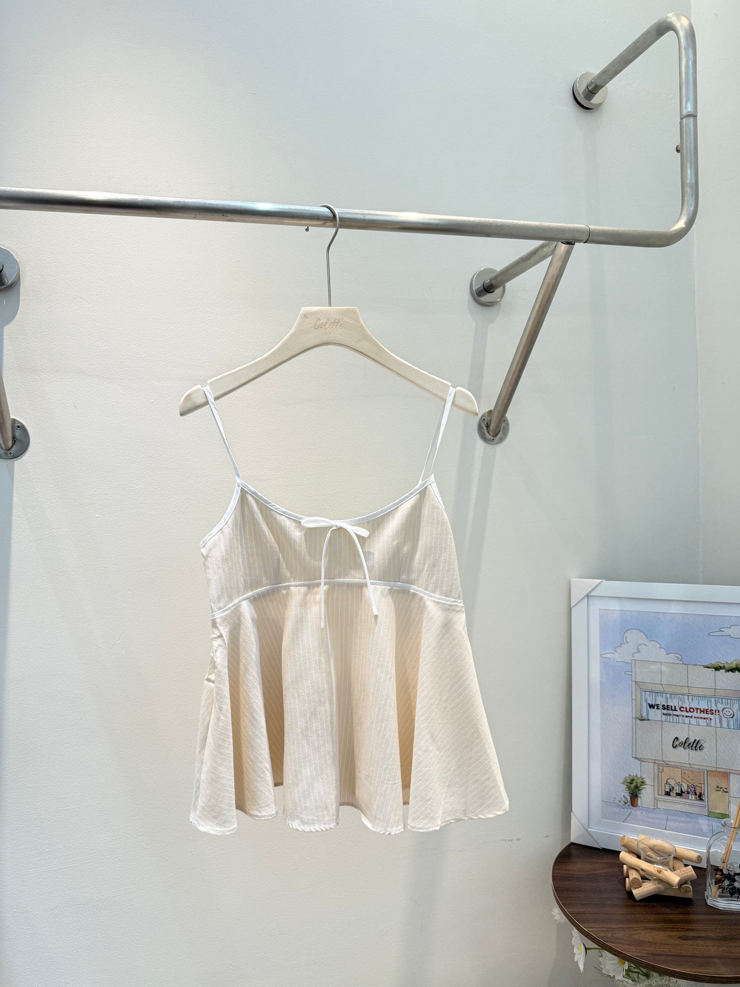 Beige stripes flowy top