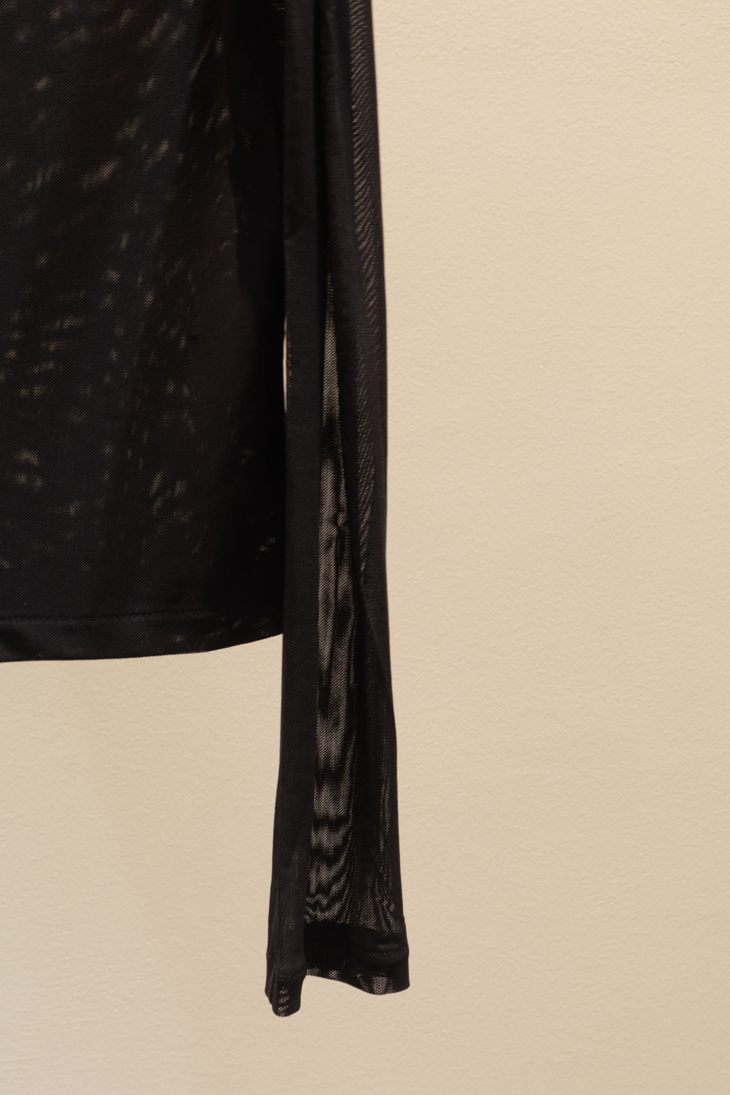 black mesh long sleeve off shoulder