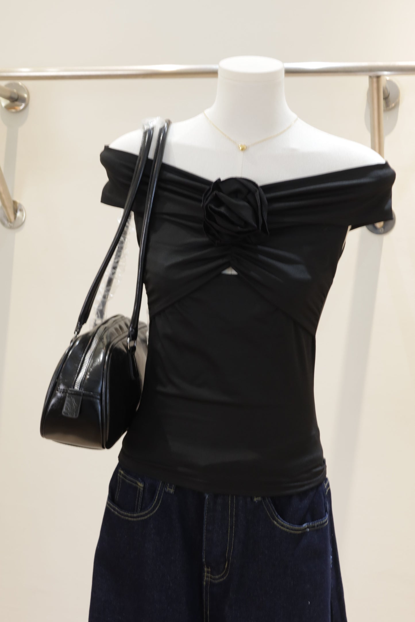 Black rose off shoulder top