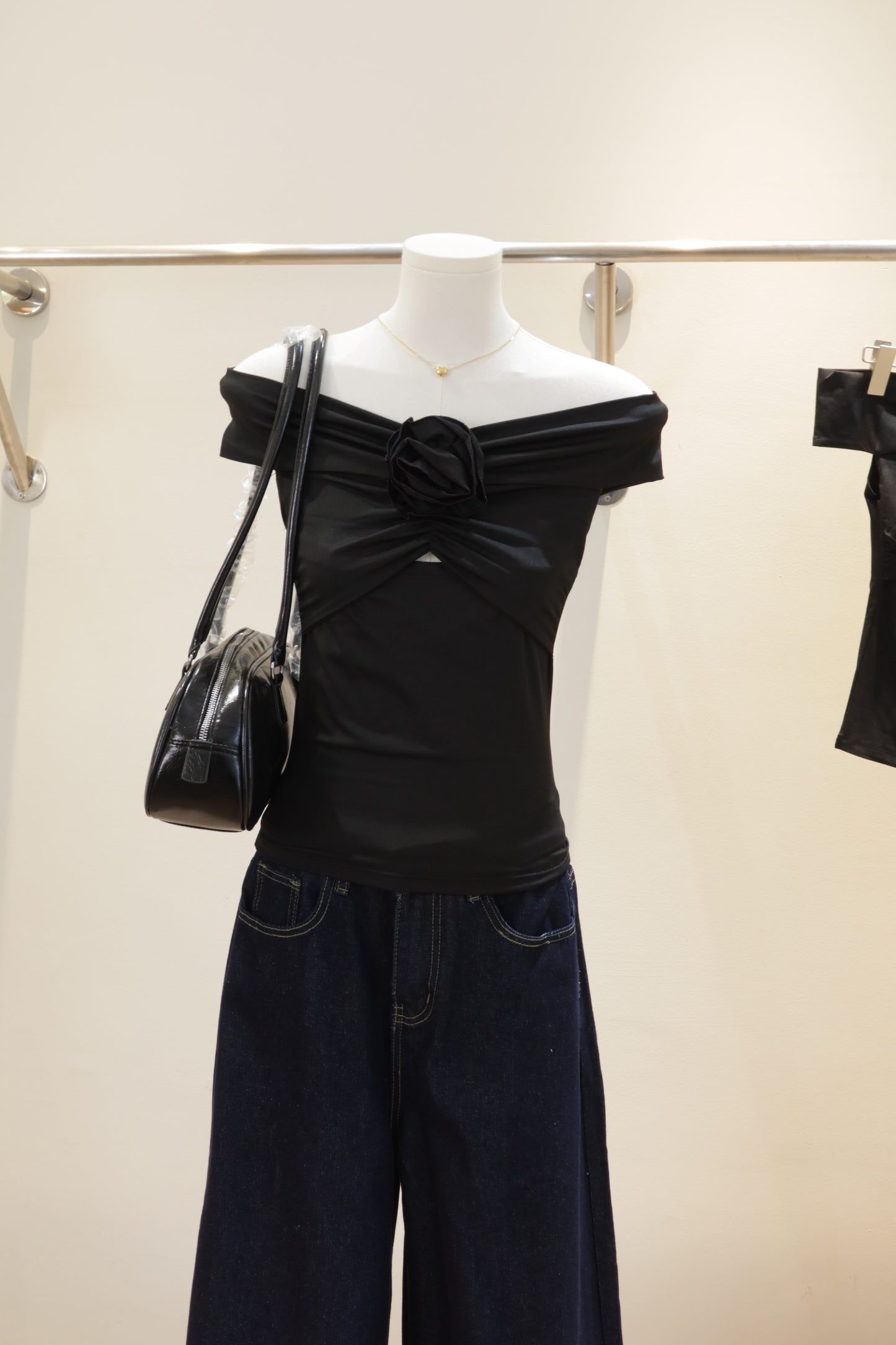 Black rose off shoulder top