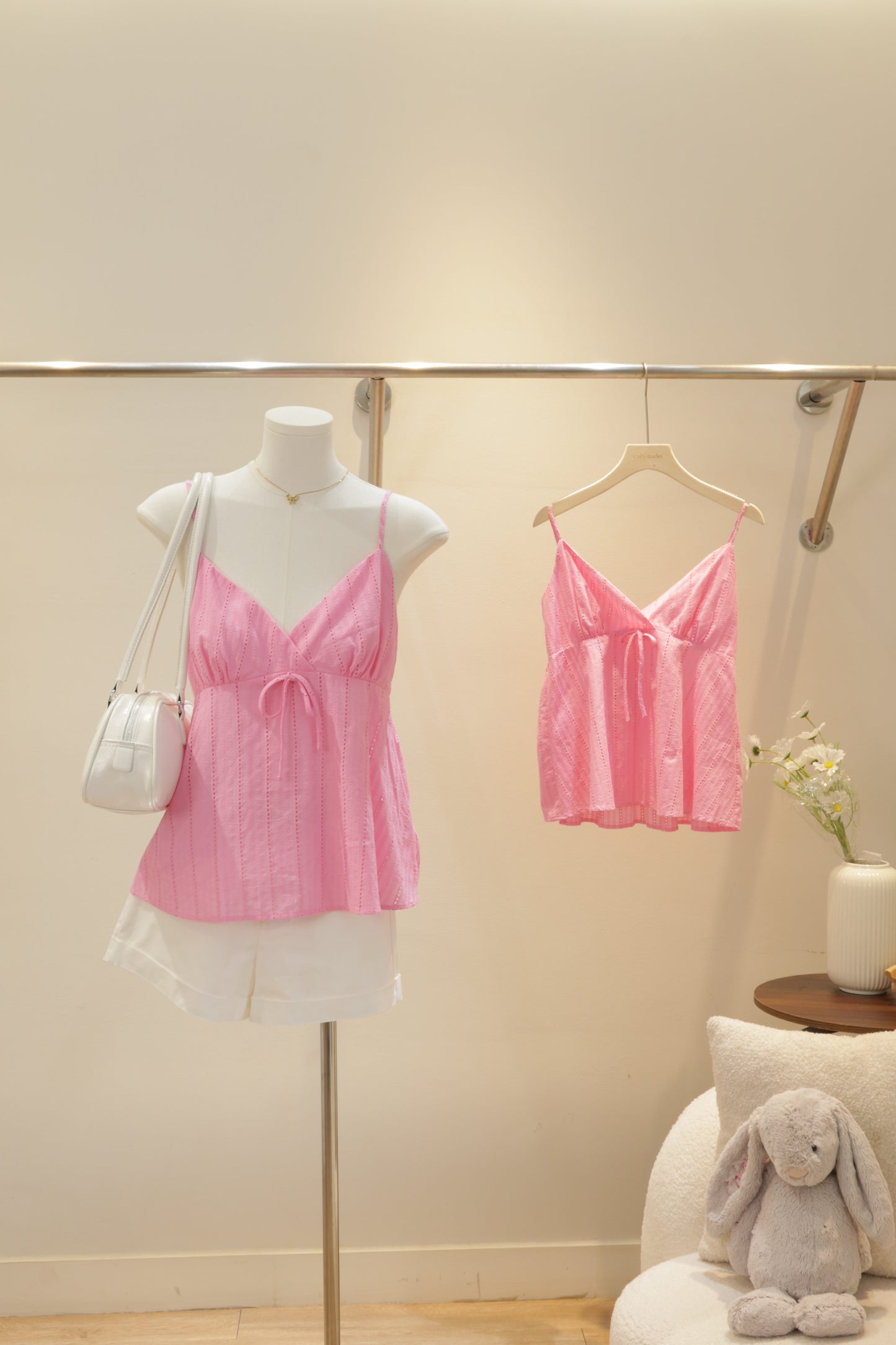 pink v cut flowy top