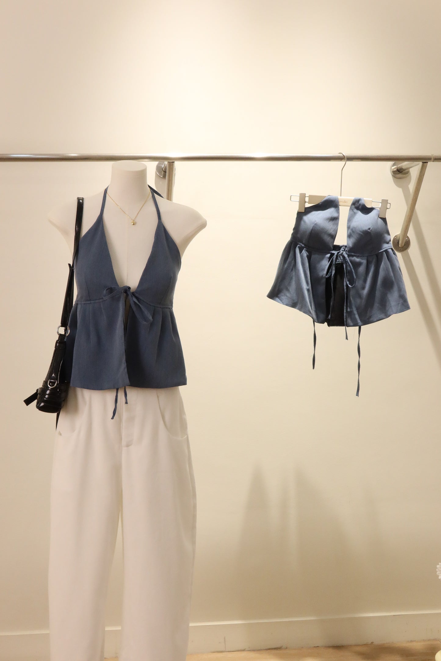 Padded blue babydoll top