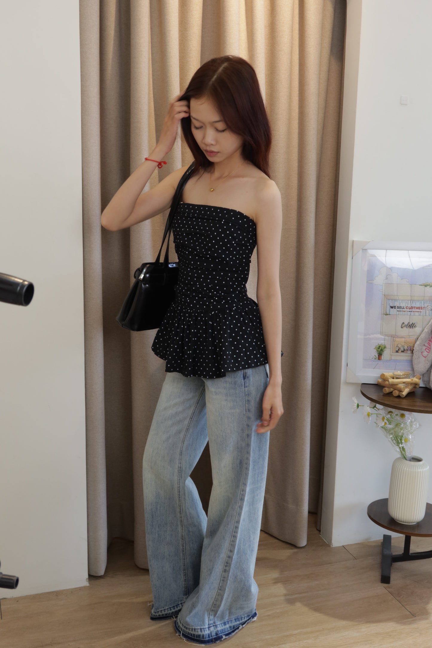 Polkadot tube flowy top