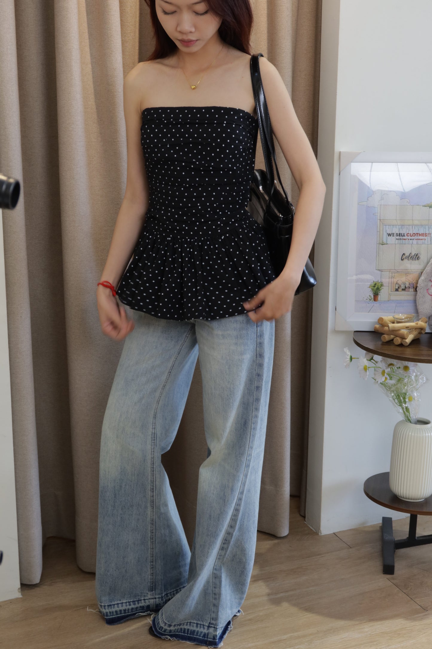Polkadot tube flowy top