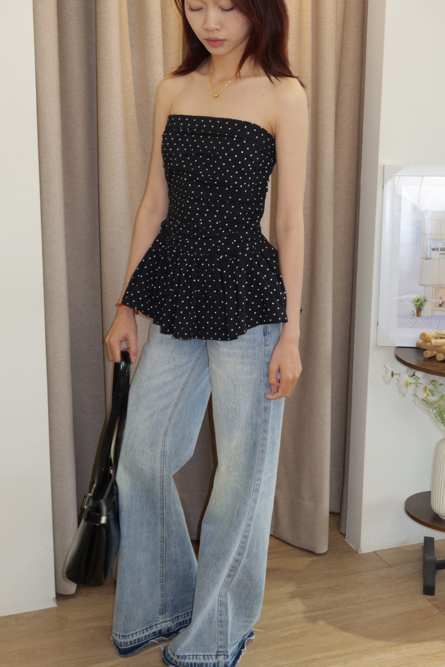 Polkadot tube flowy top
