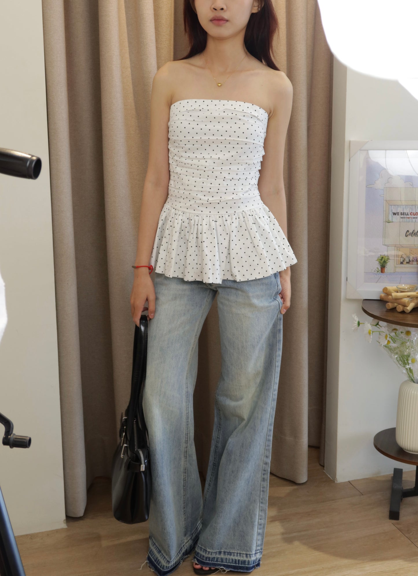 Polkadot tube flowy top