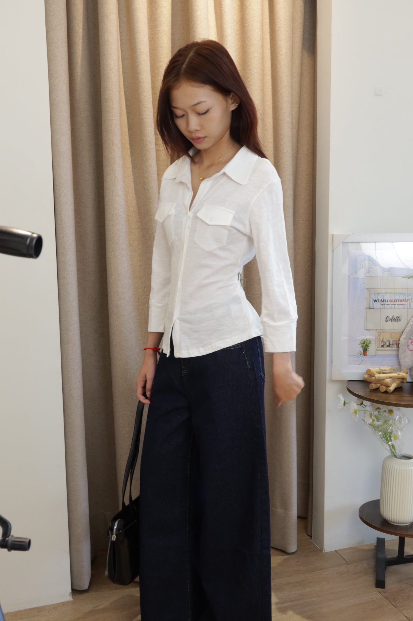 CC POCKET LONG SLEEVE BLOUSE