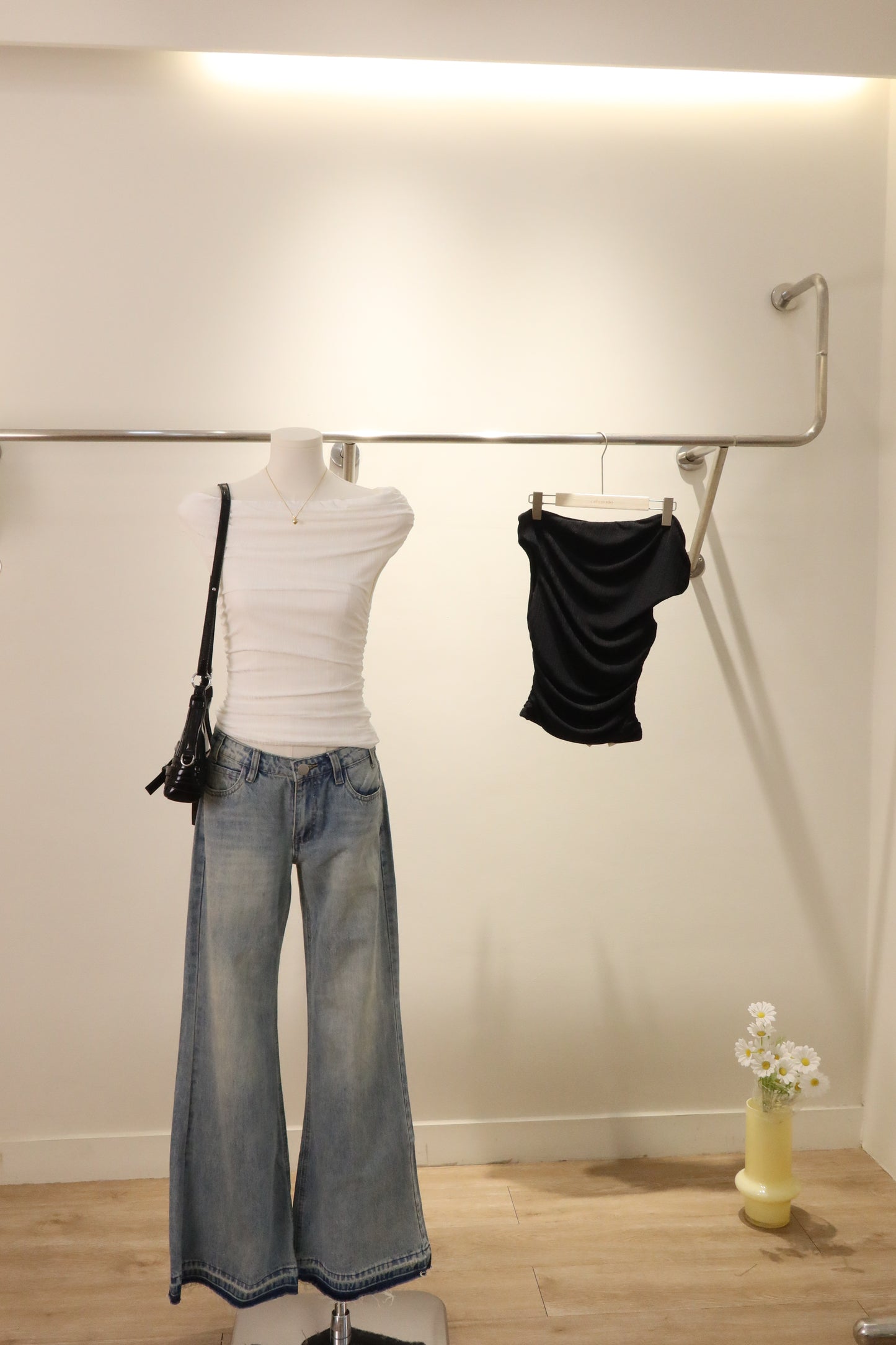 Waist cinch off shoulder