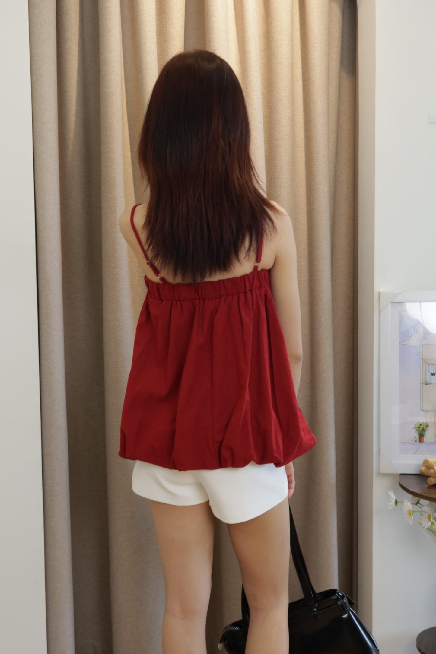 Red flowy top