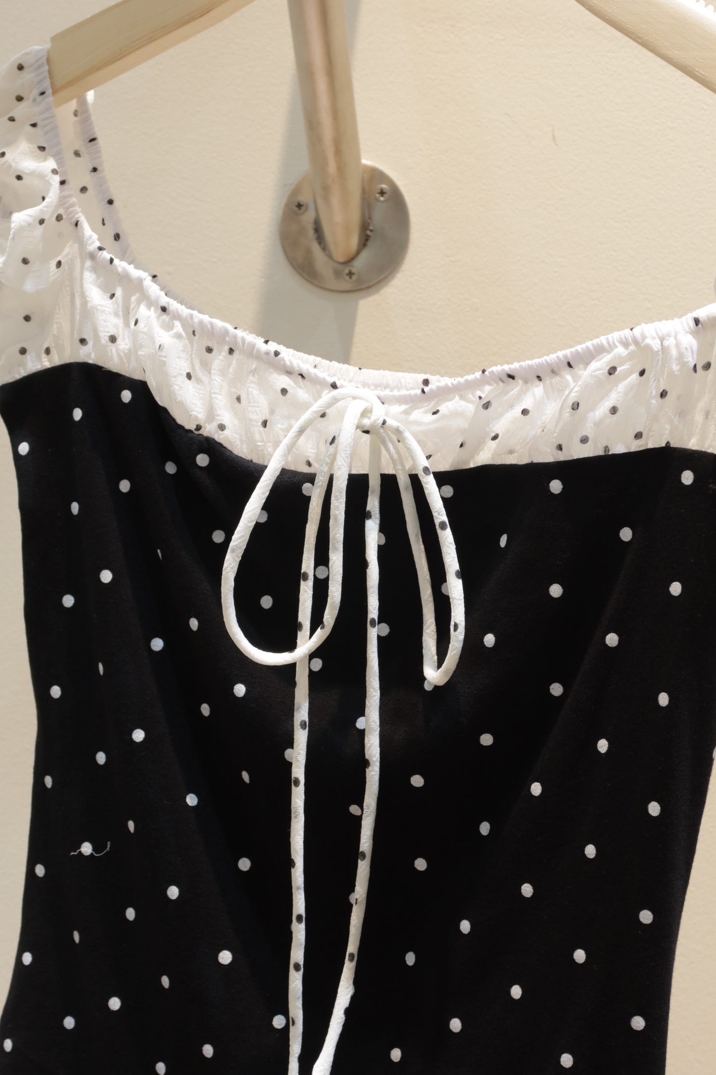 Off shoulder polkadot top