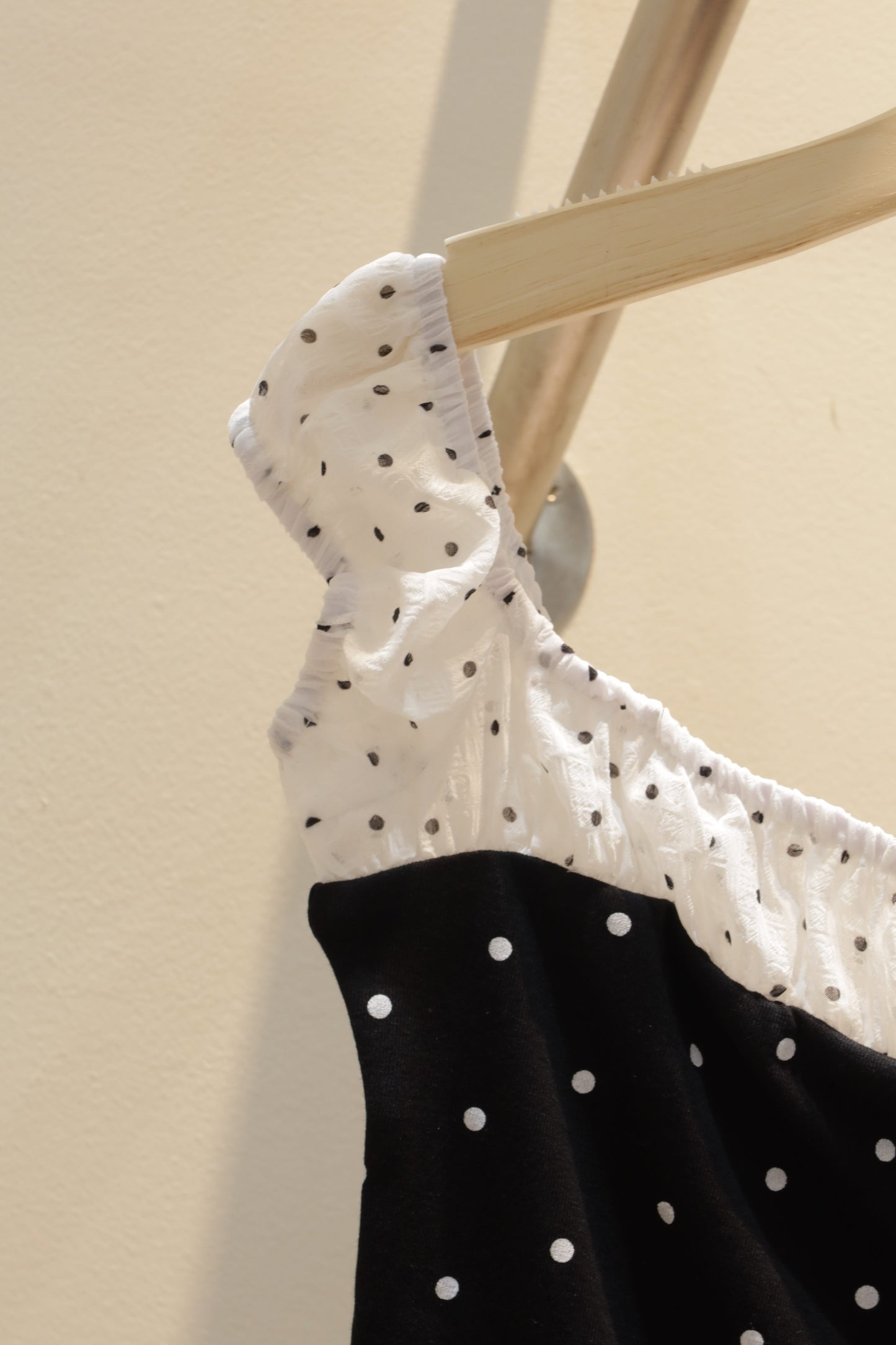 Off shoulder polkadot top