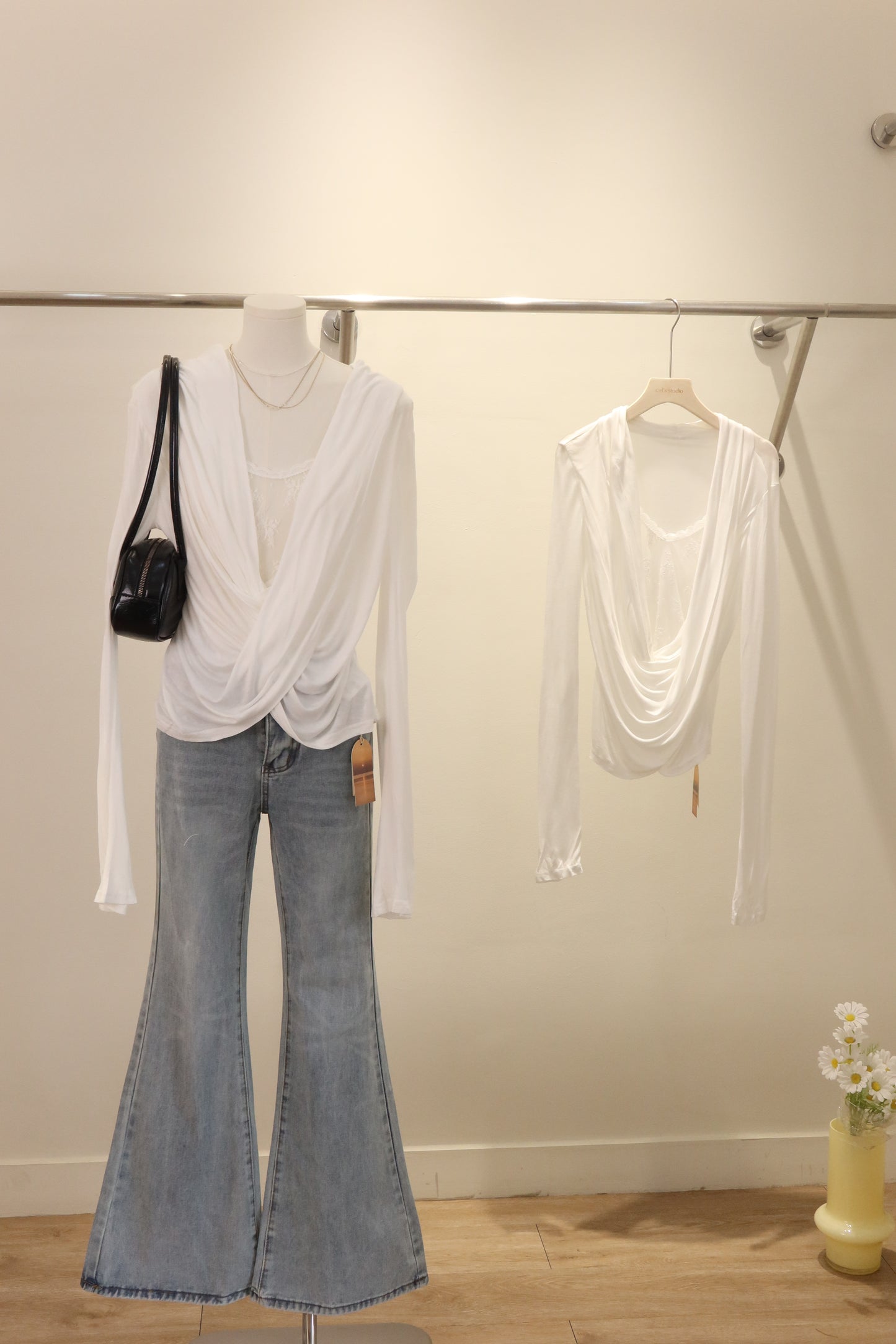 Lace layered white top