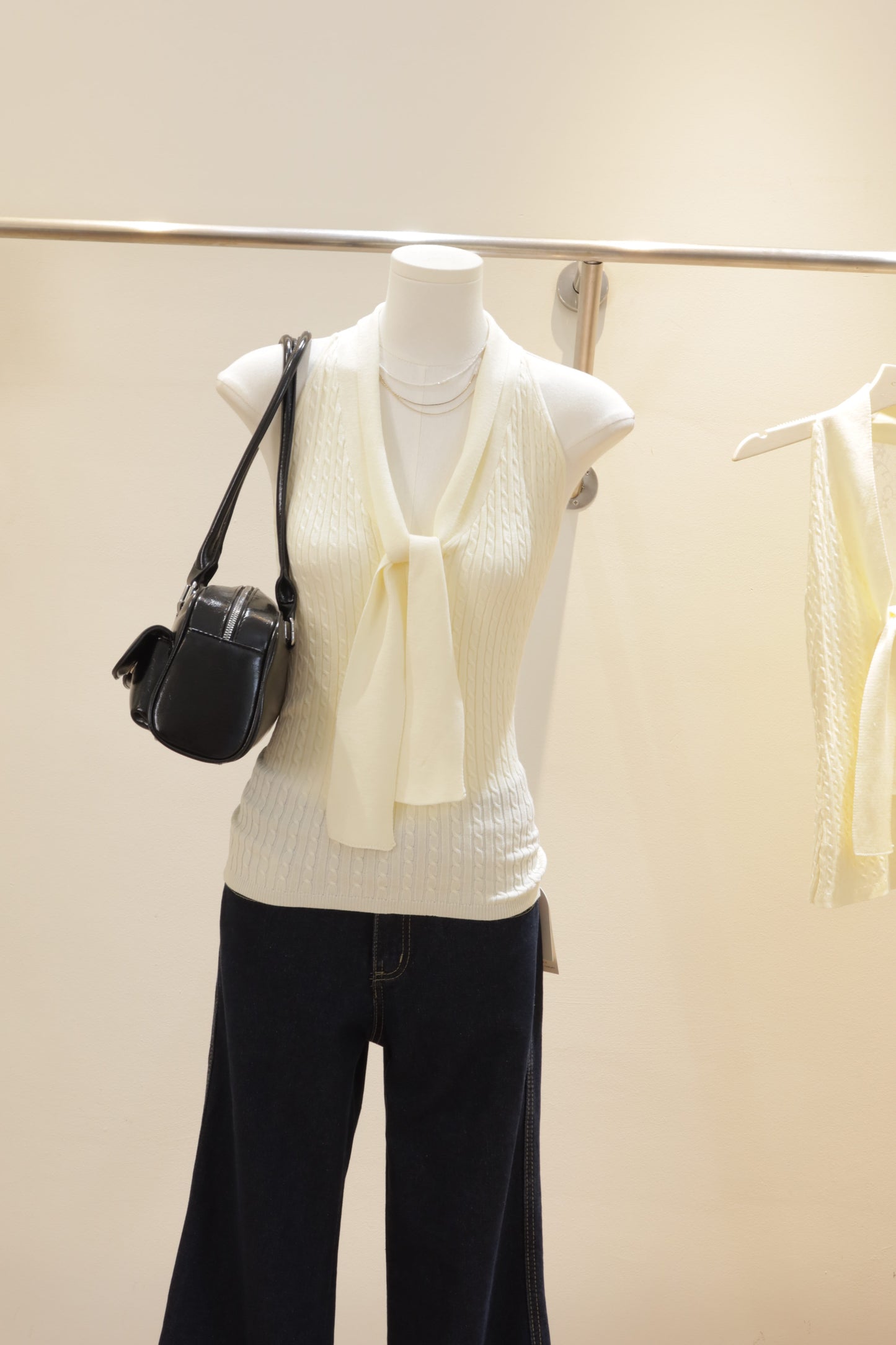 Knitted polo lace top