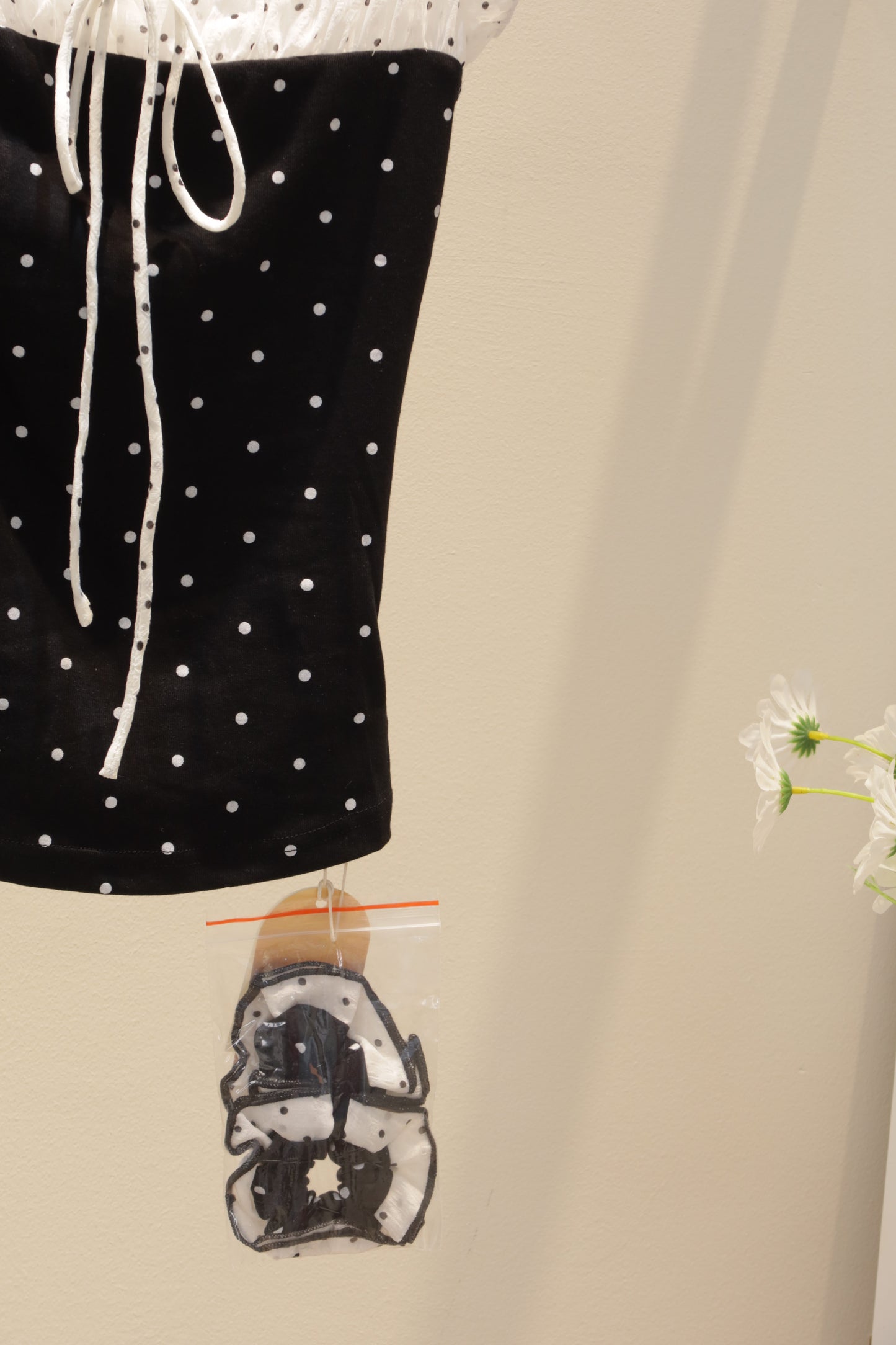 Off shoulder polkadot top