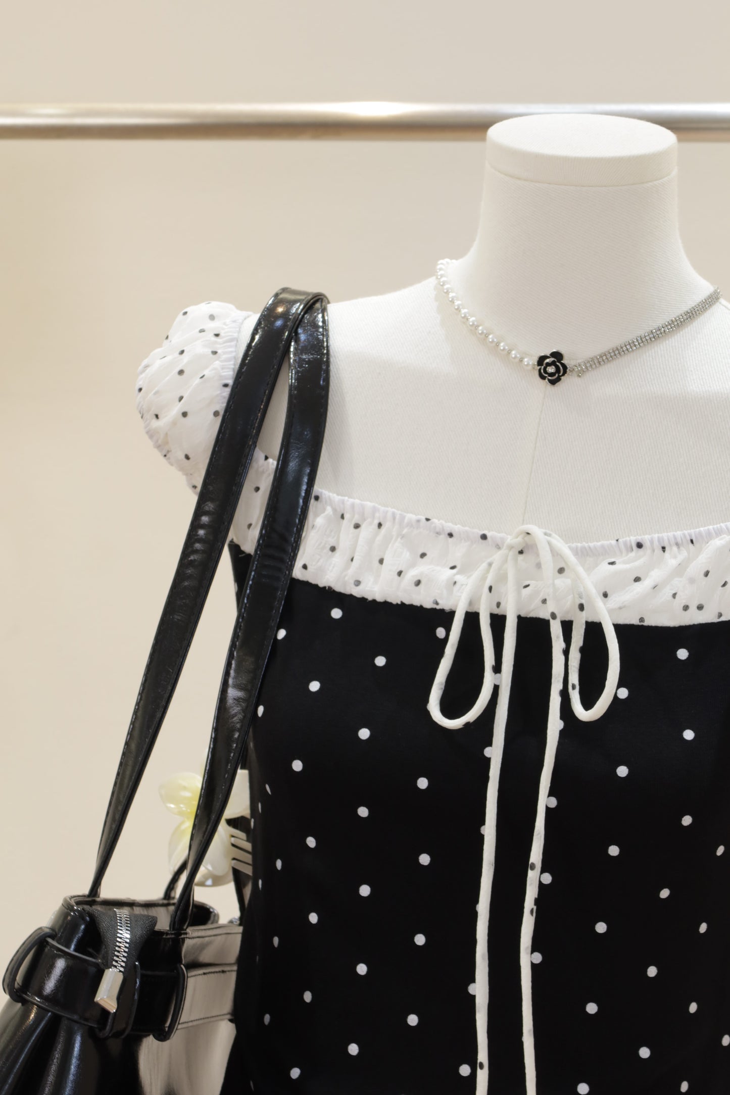 Off shoulder polkadot top
