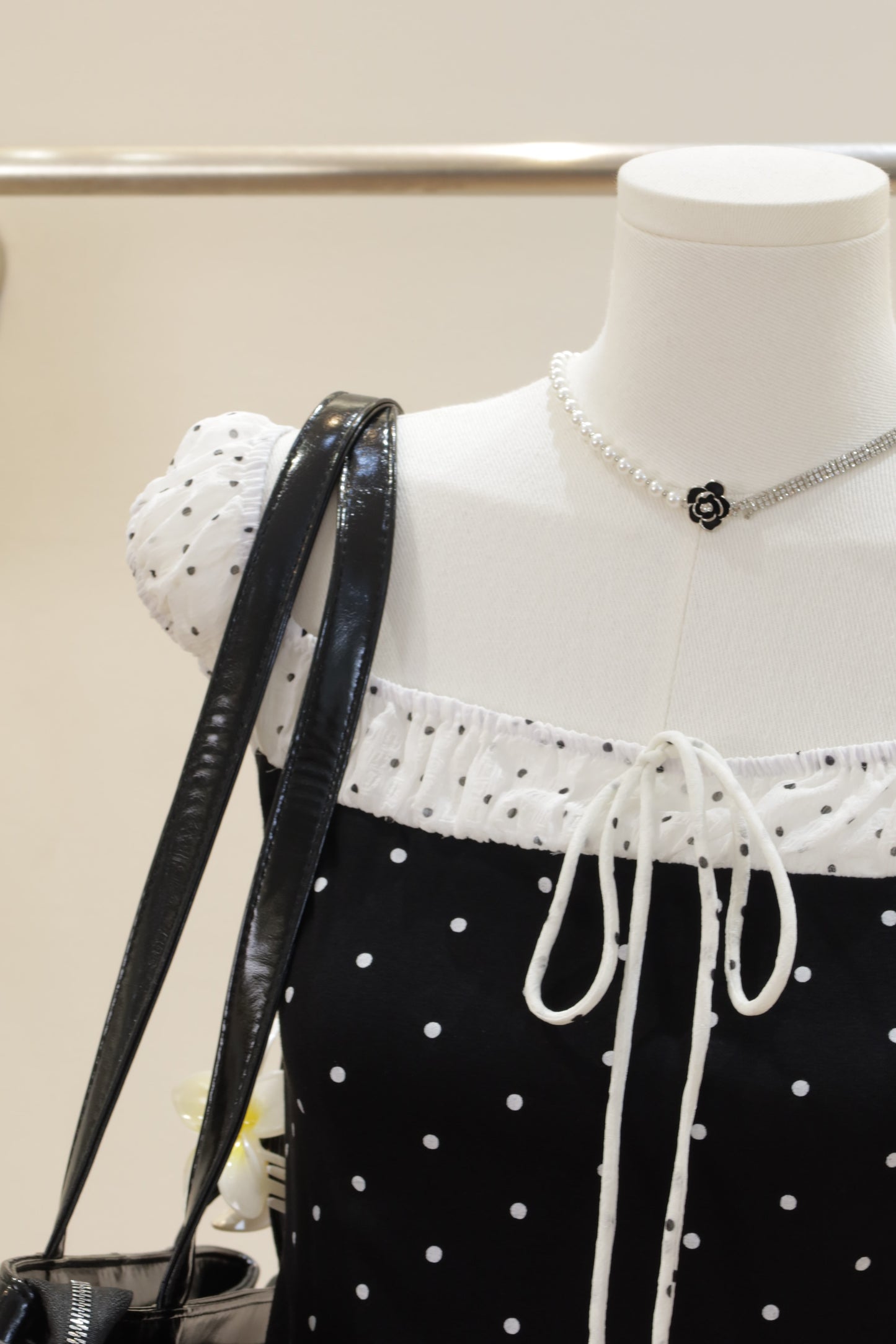 Off shoulder polkadot top