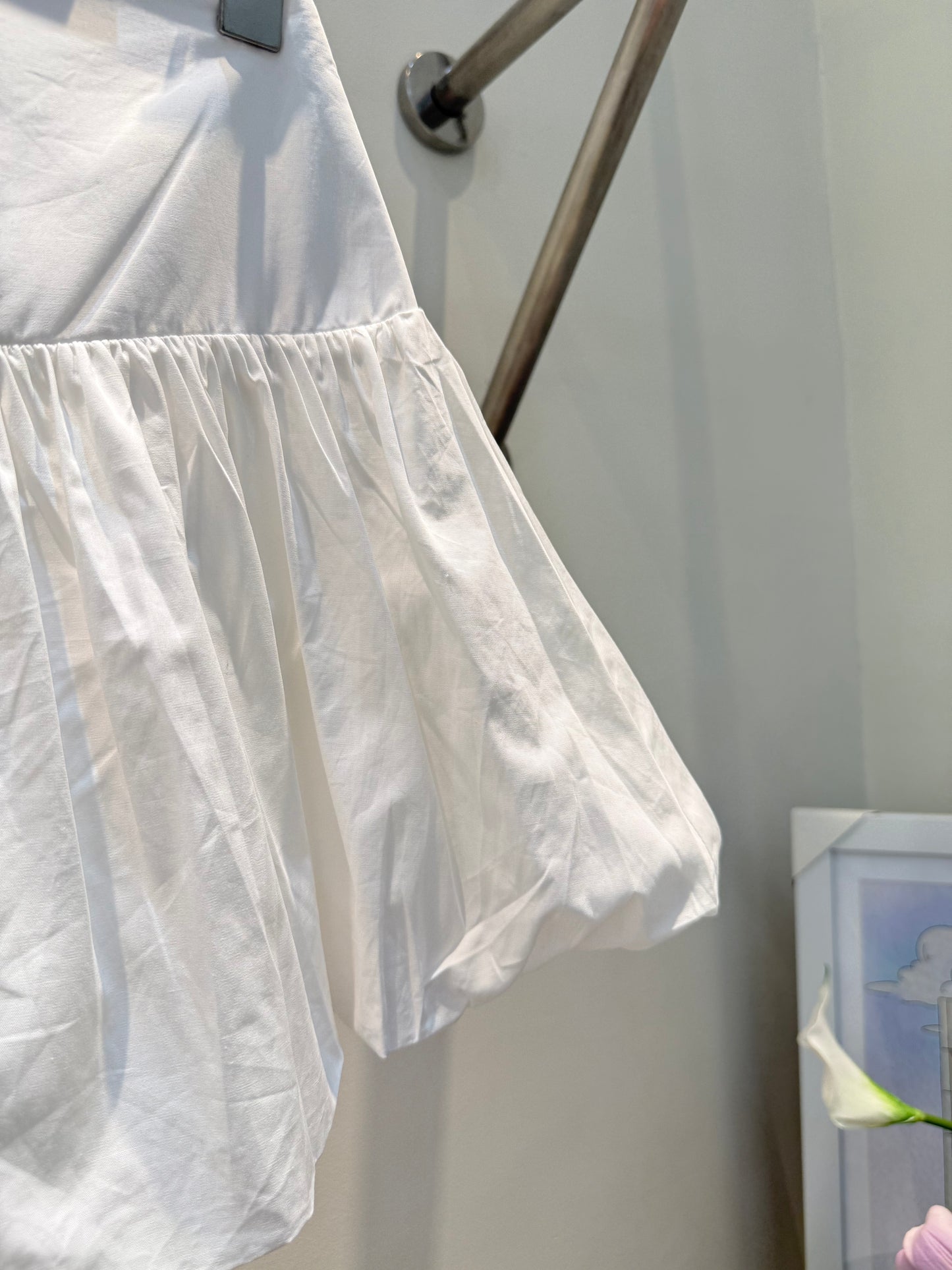 All white mini skirt