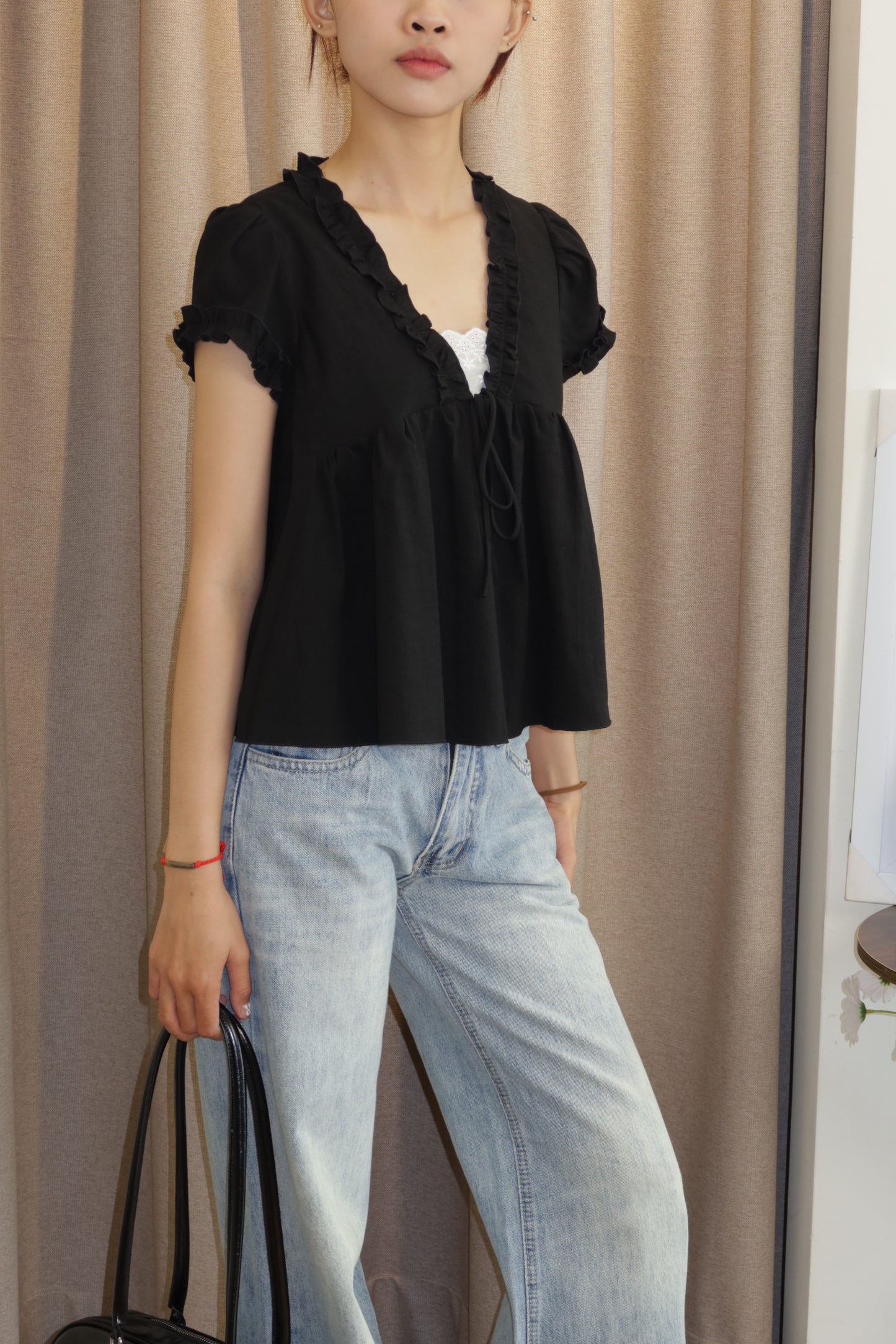 Black babydoll top