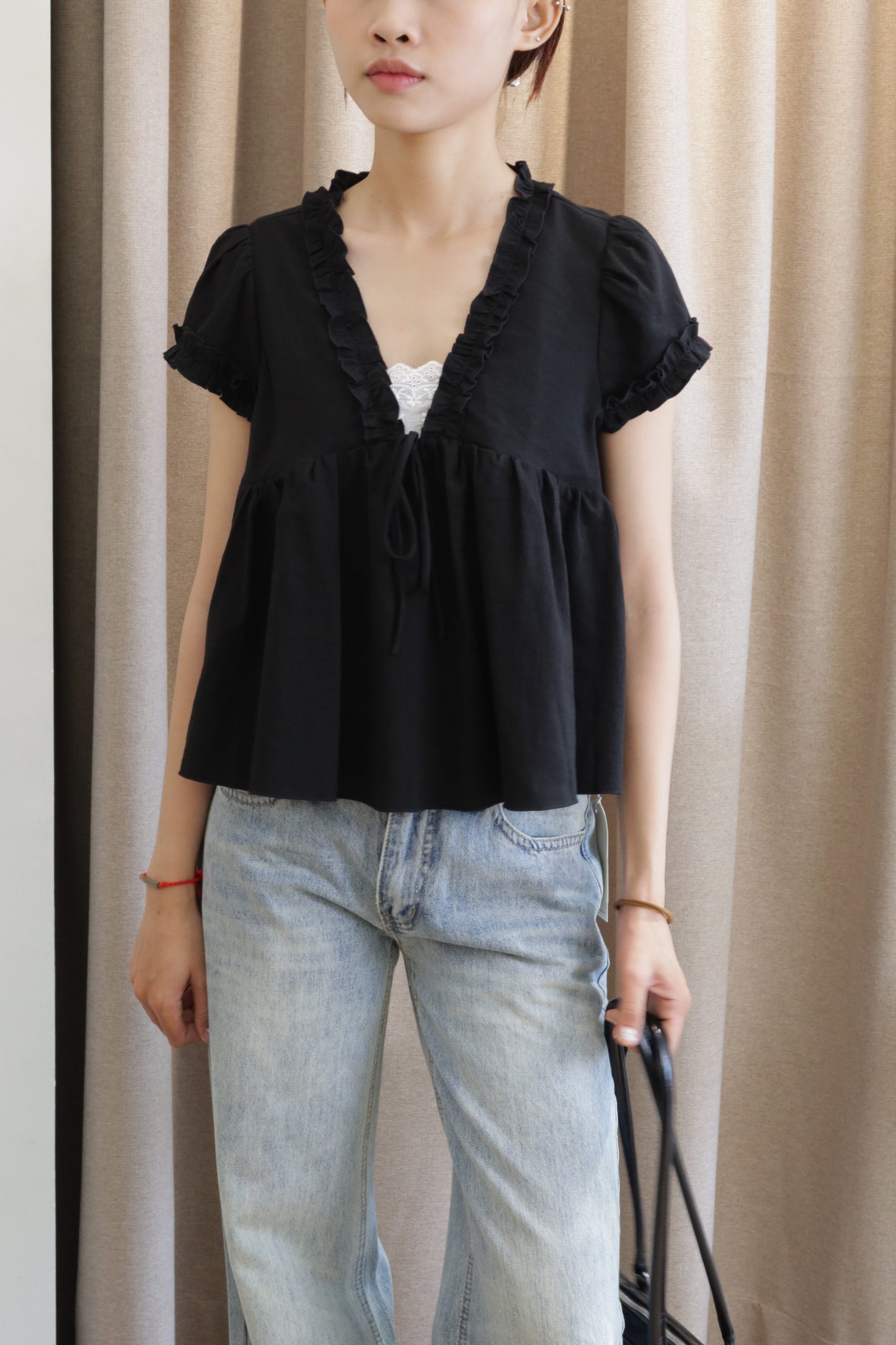 Black babydoll top