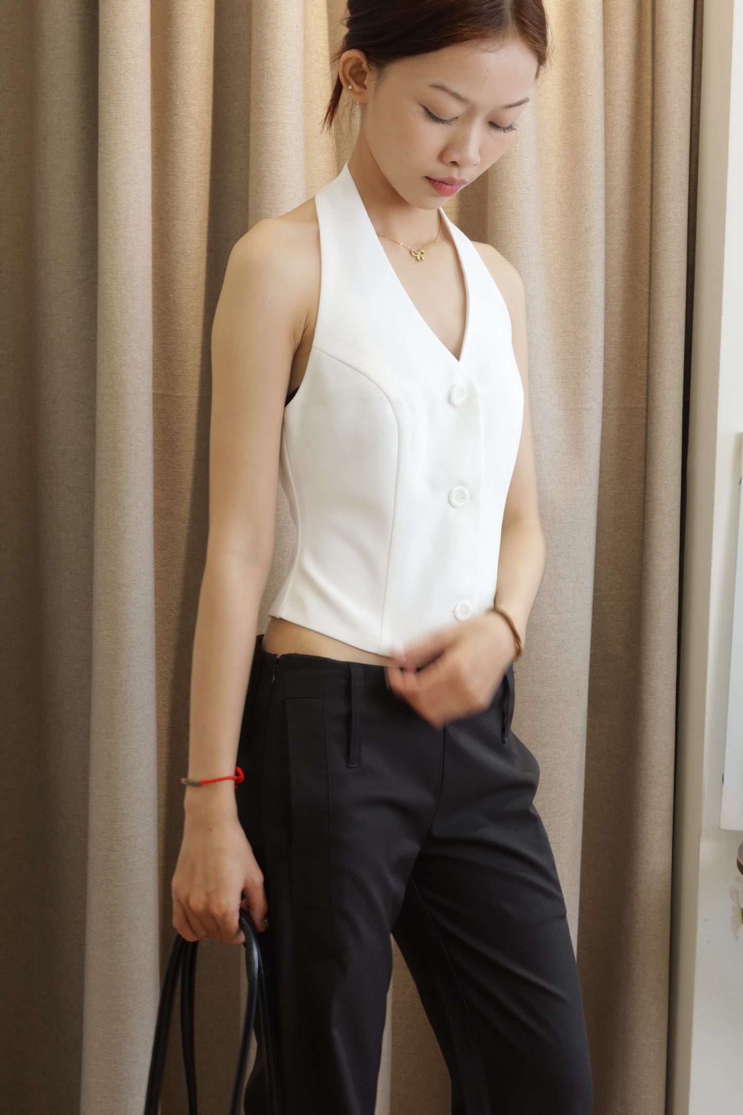 cropped sleeveless vest