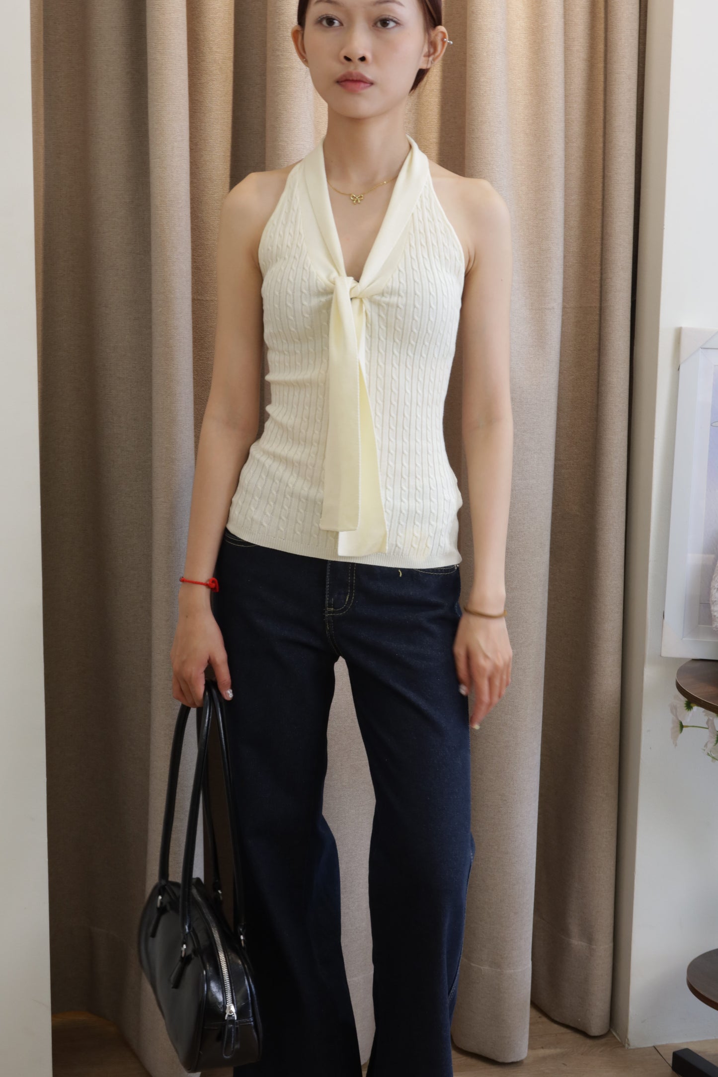 Knitted polo lace top