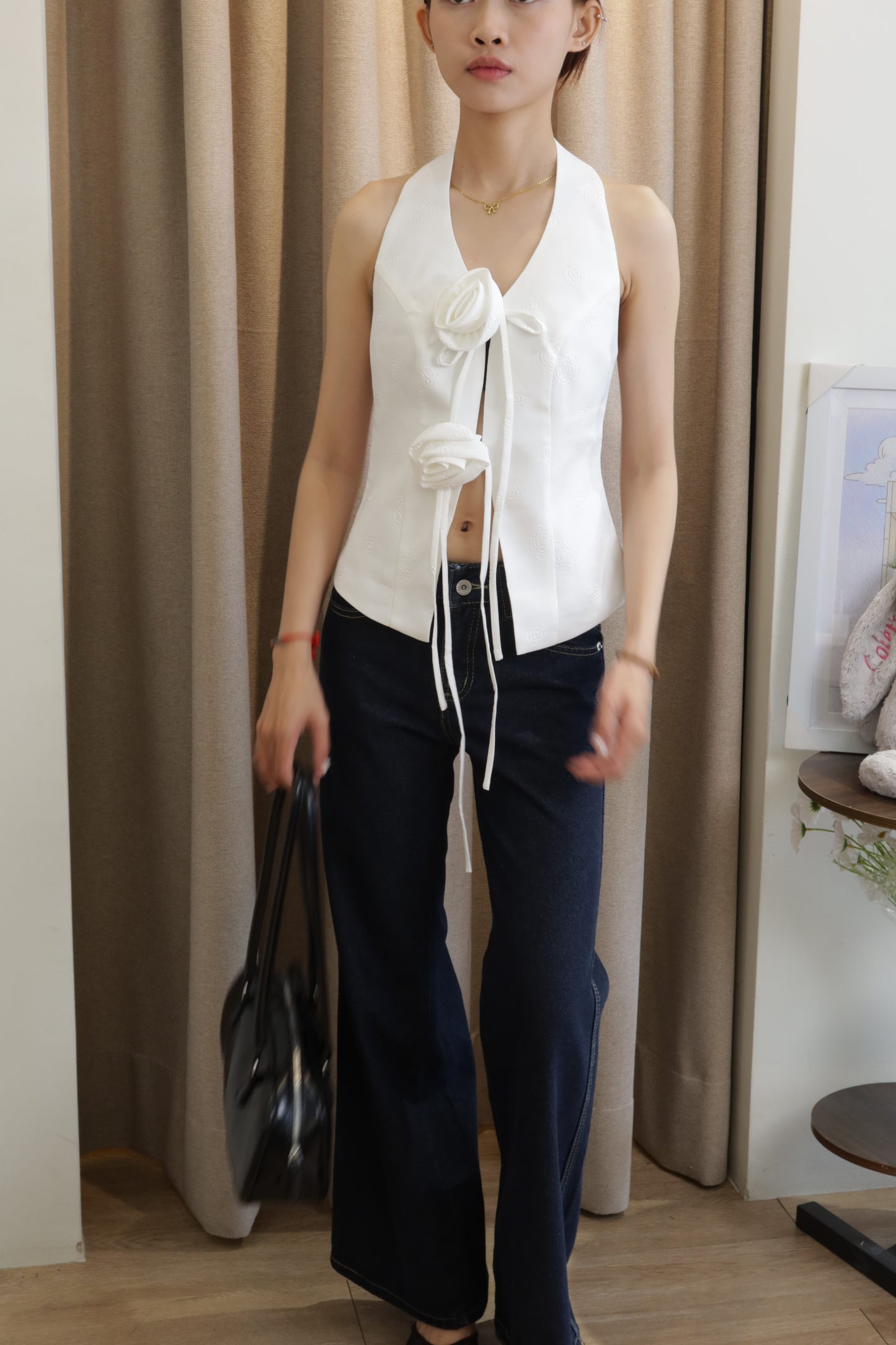 Flower deisgn halter top