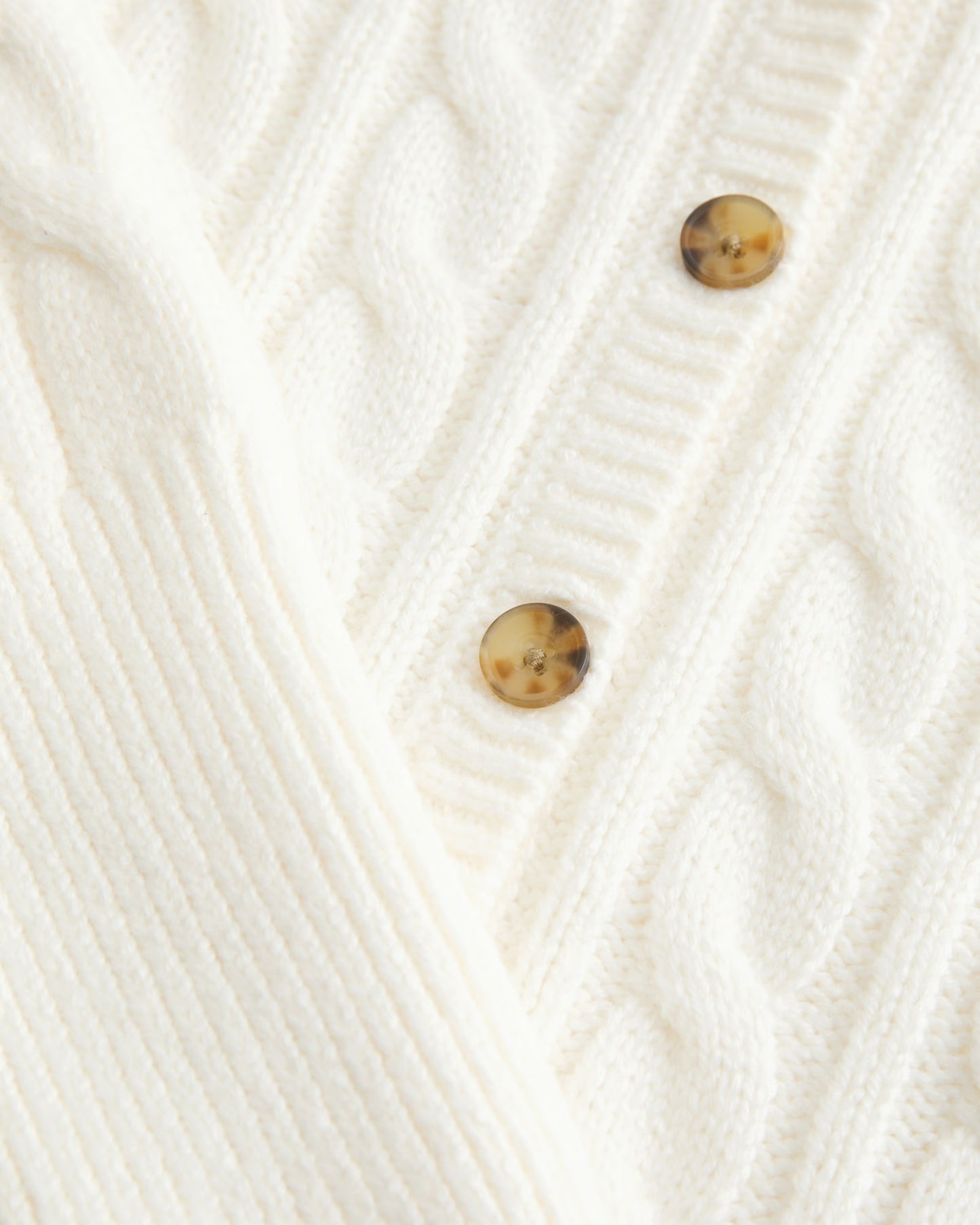 HOLLISTER Cable Knit Icon V-Neck Cardigan — Cloud White