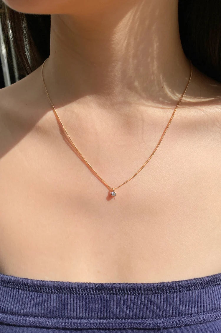 BRANDY Gold Rhinestone Charm Necklace -