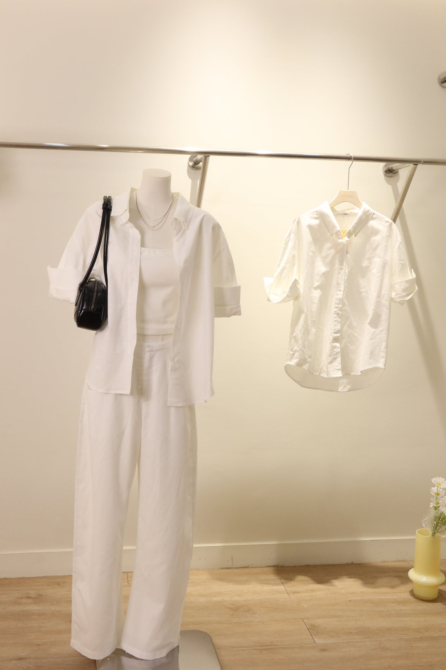 White Linen Buttoned