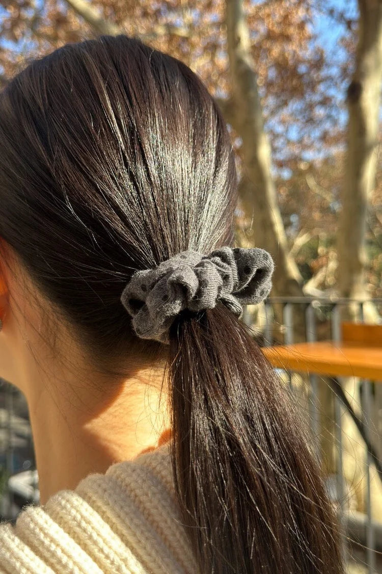 BRANDY Polka Dot Scrunchie -DARK GREY