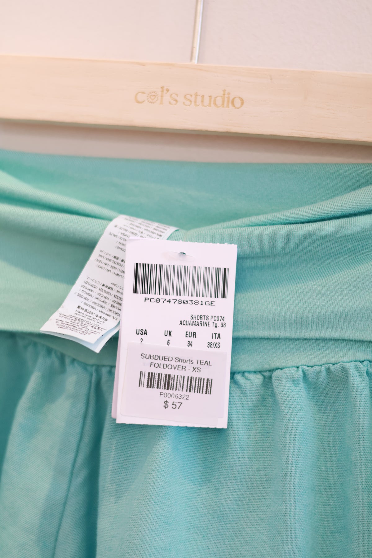 SUBDUED Shorts TEAL FOLDOVER - XS