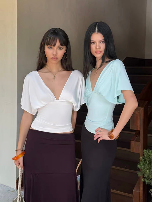 AUD V Short Sleeve Summer Butterfly Top