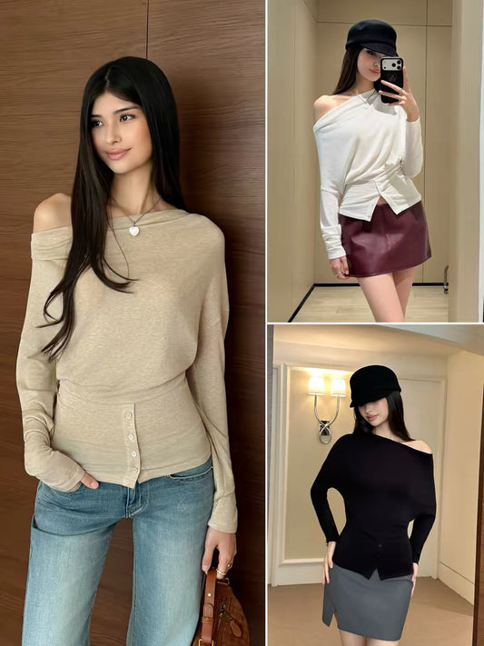 AUD Cowl Neck Long Sleeve Knit Top