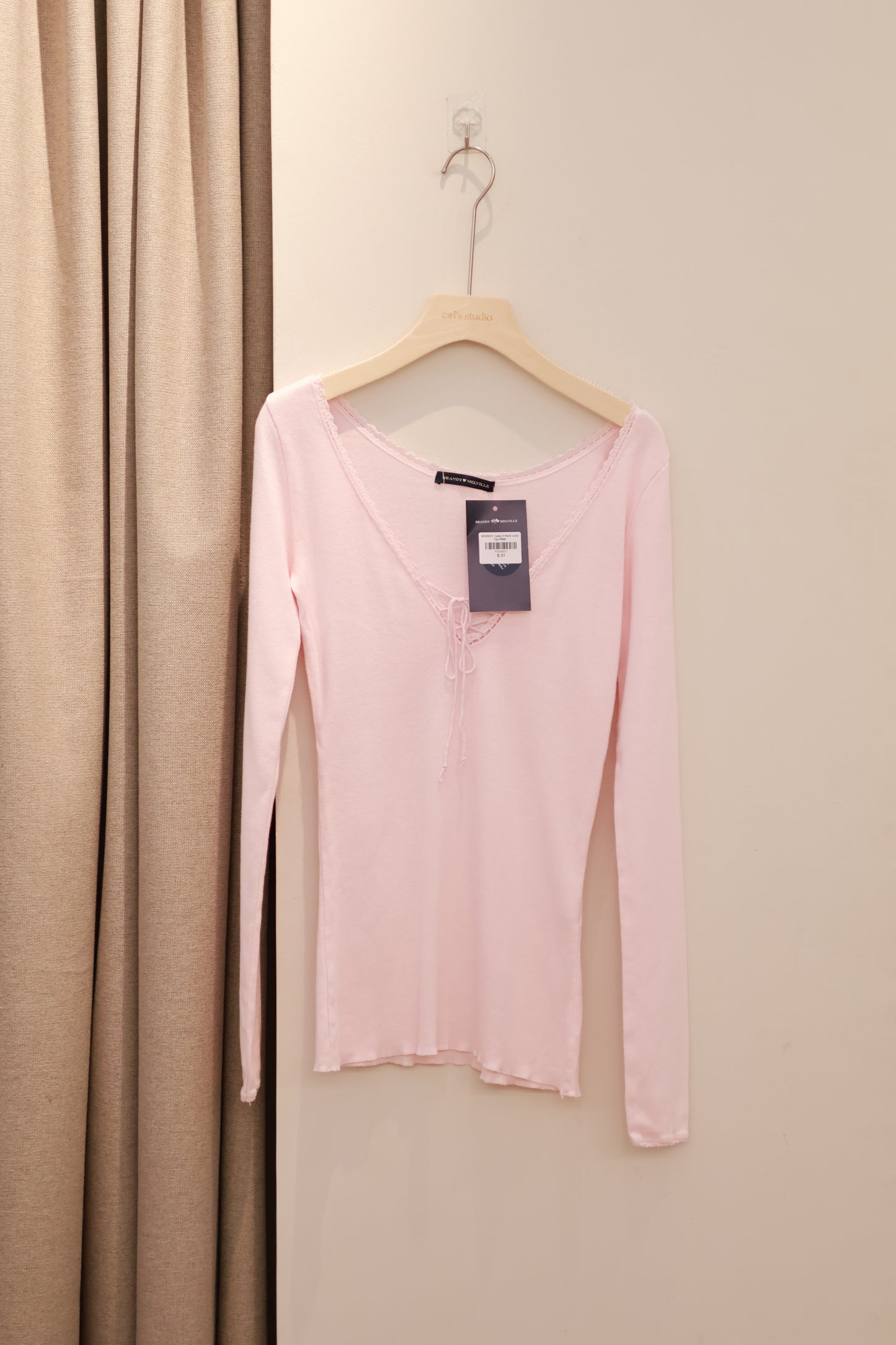 BRANDY Tania V-Neck Lace Top - Pink